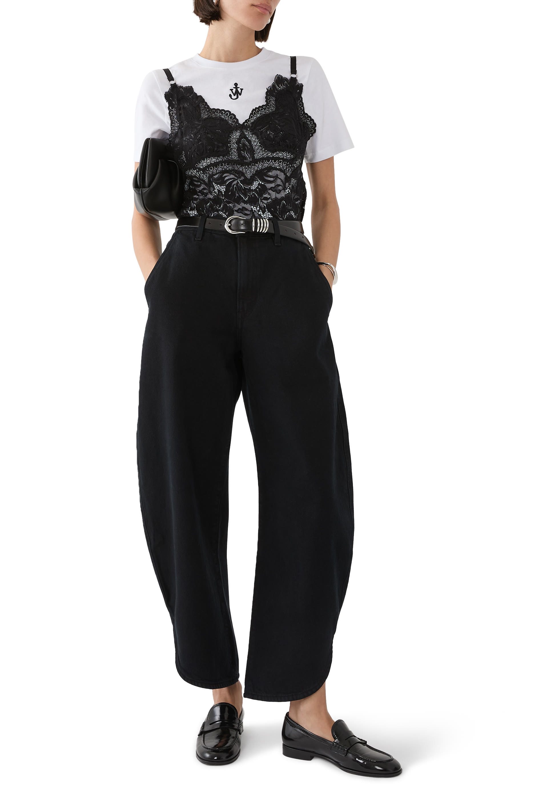 Anchor Logo Crop Panelled T-Shirt