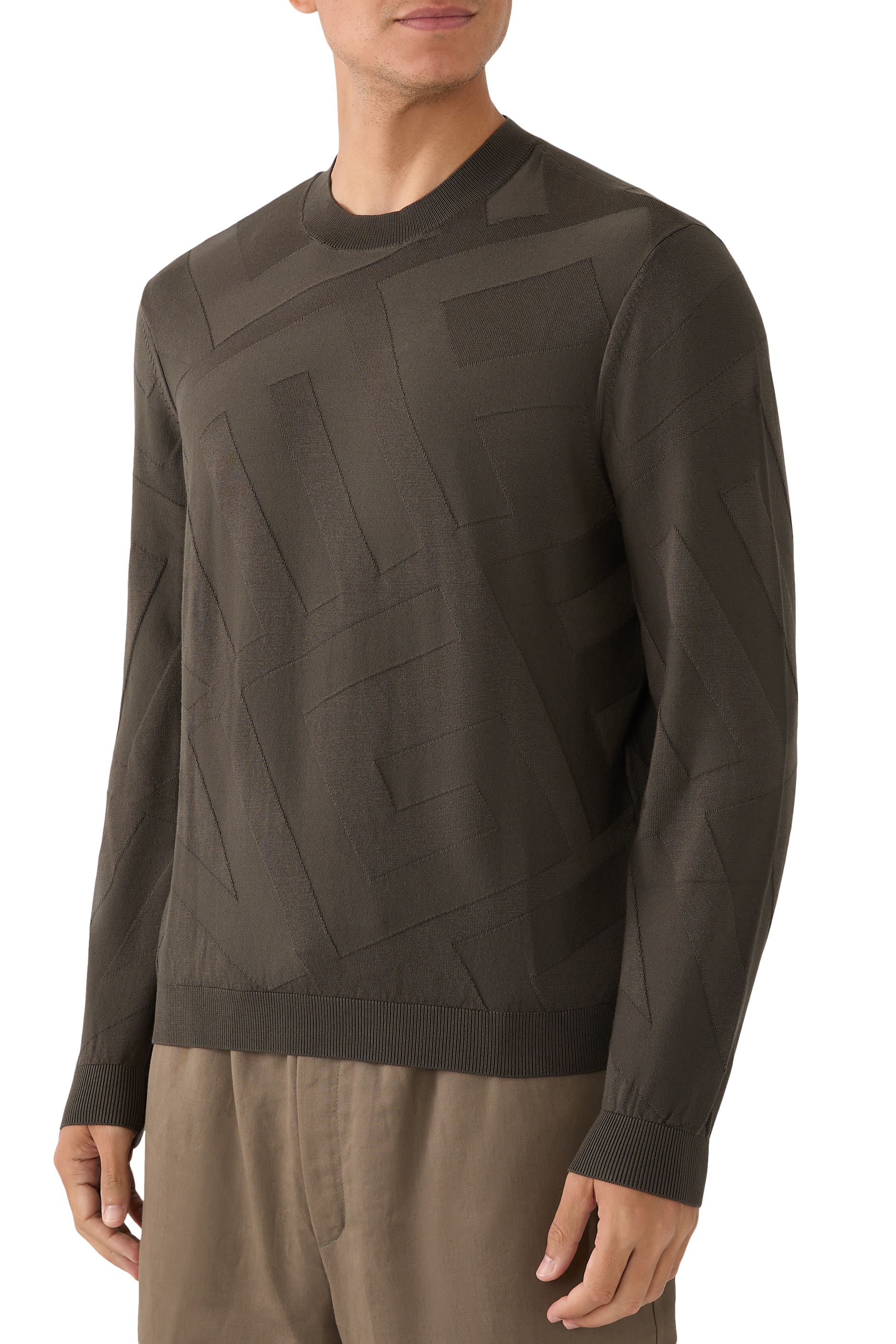 Jacquard Lettering Viscose Blend Sweater