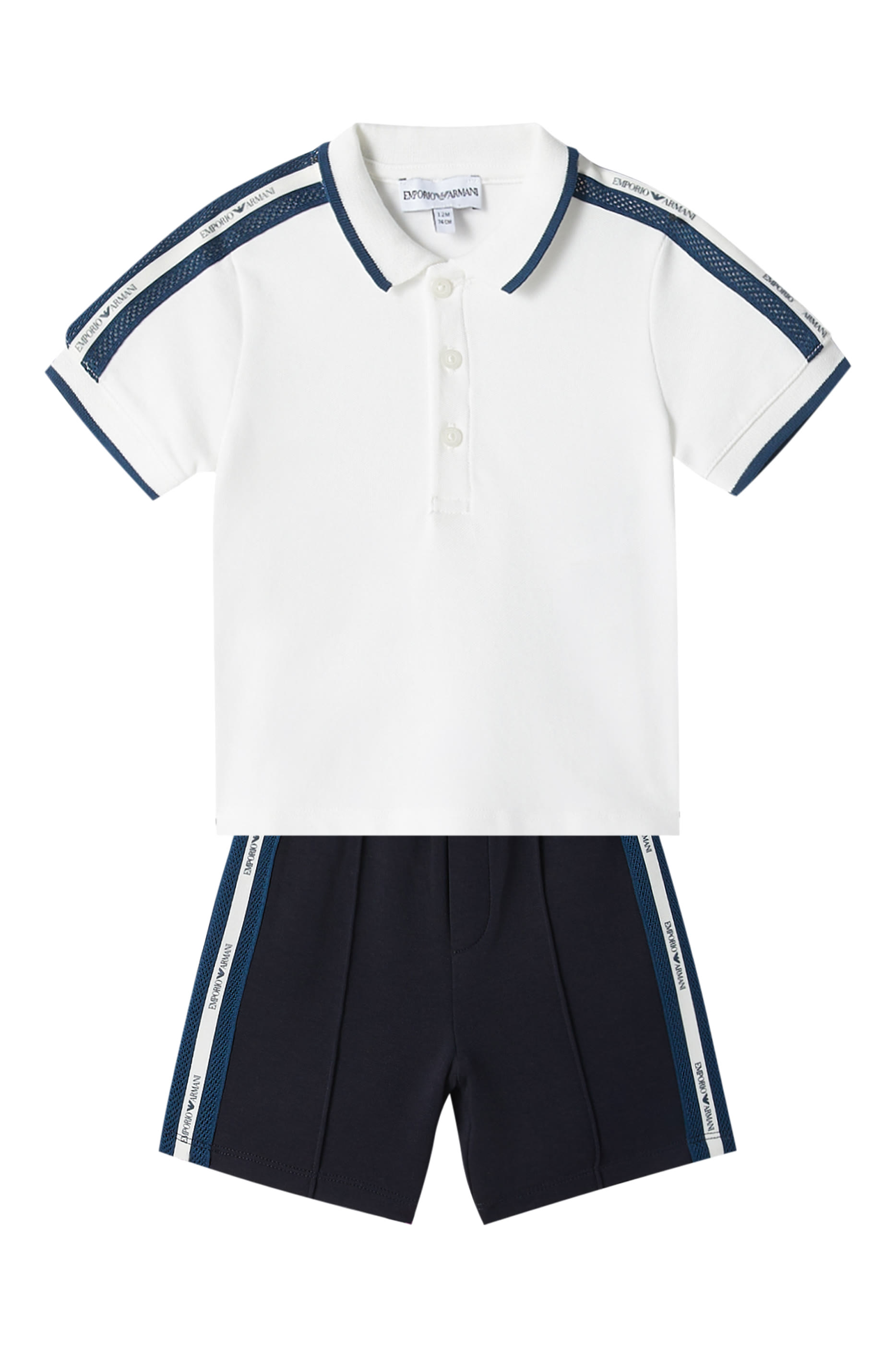 Kids Logo Tape Polo Shirt & Bermuda Shorts Set