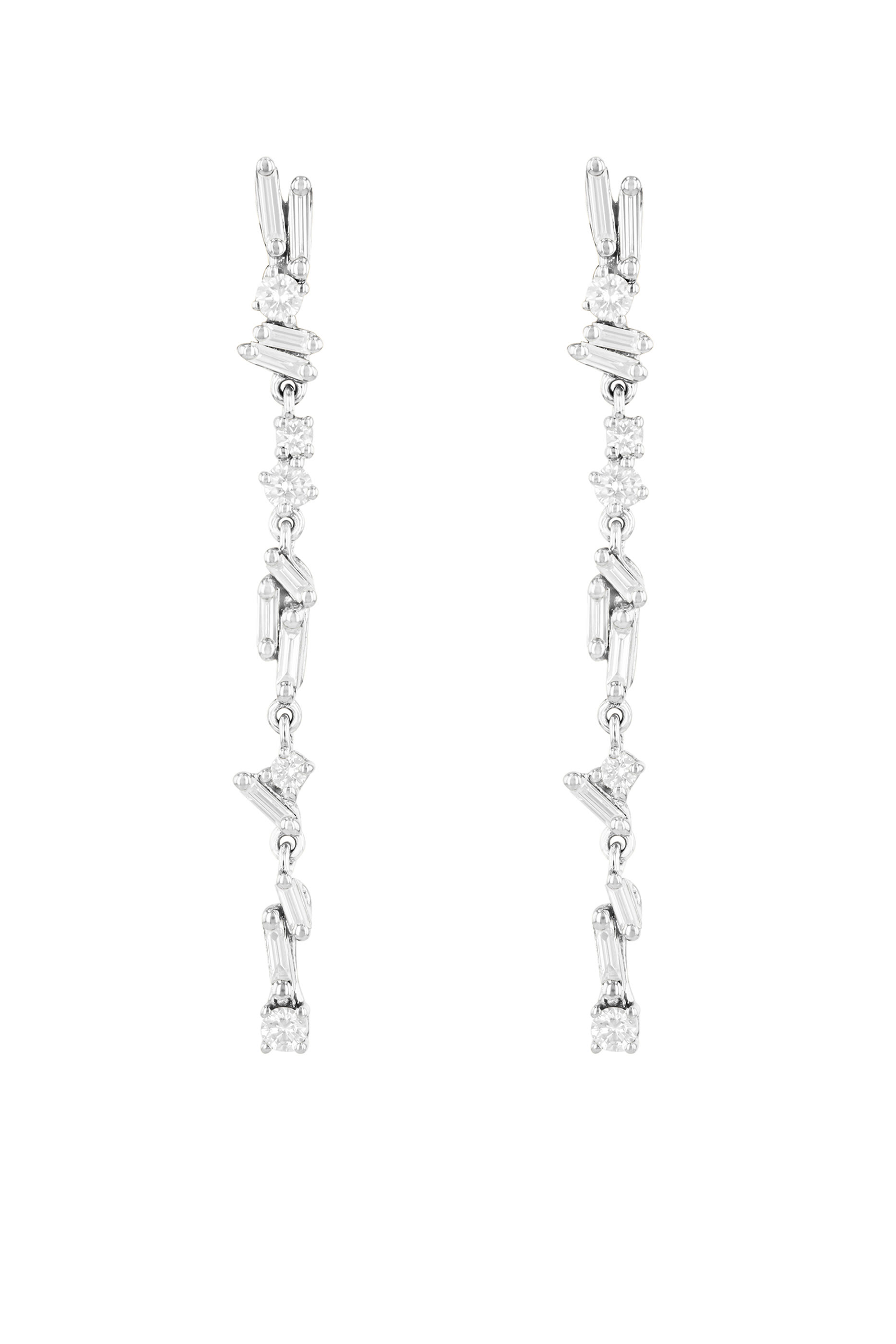 Classic Drop Earrings, 18K White Gold & Diamonds