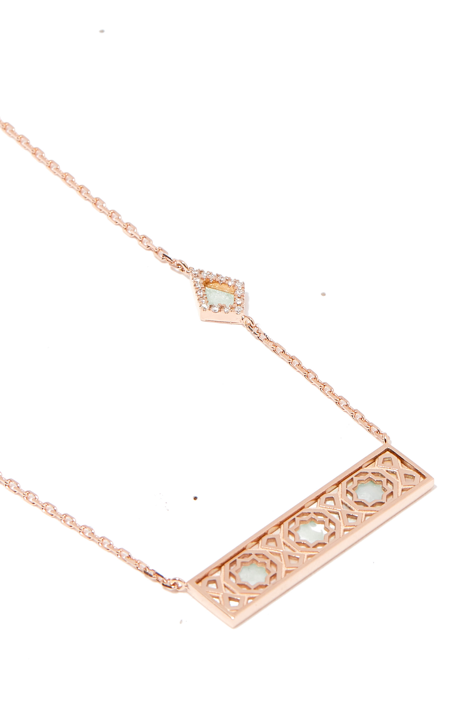 Oud Turath Necklace, 18k Pink Gold & Mother-of-Pearl, Diamonds