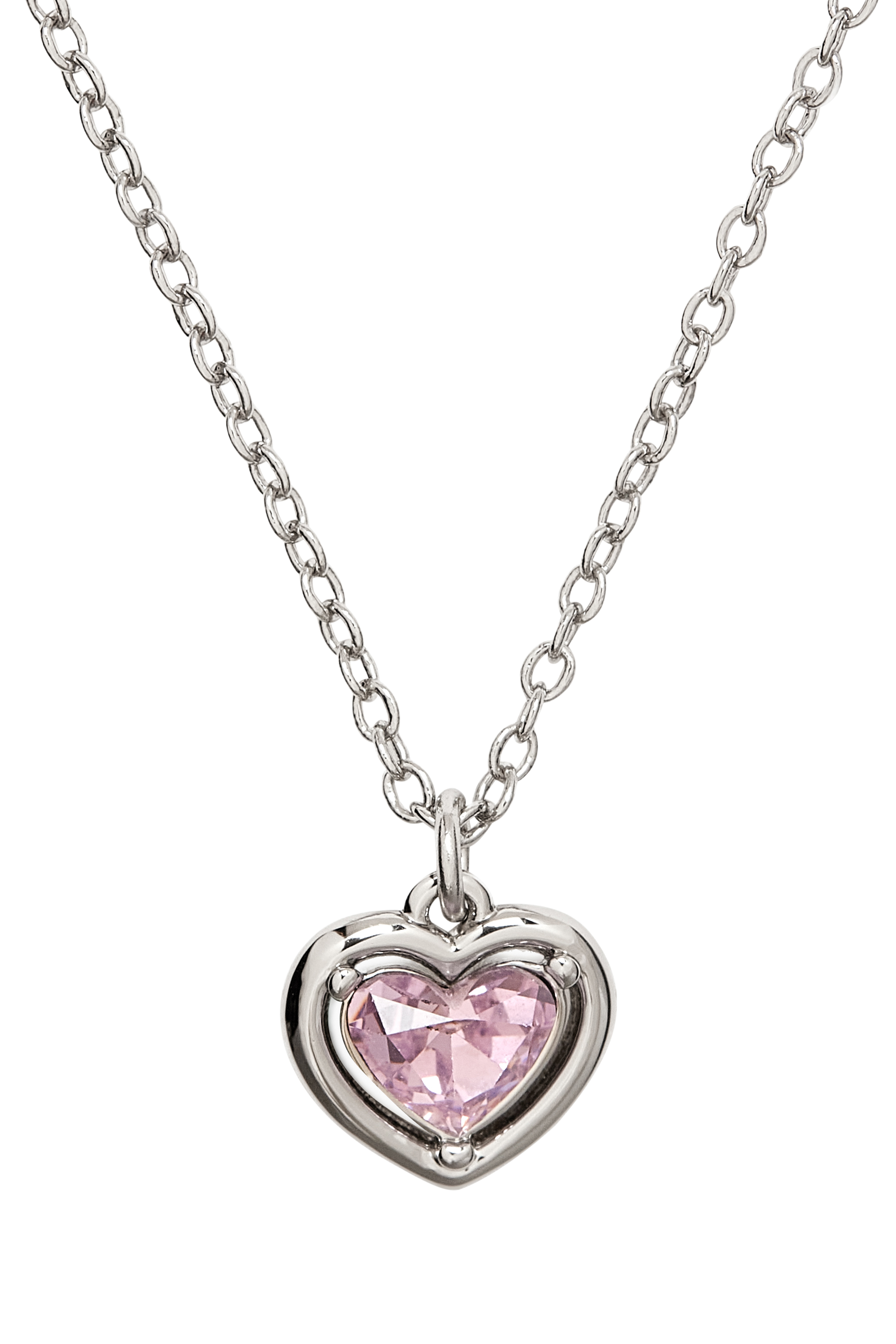 Halo Stone Heart Pendant Necklace, Brass & Glass Crystal