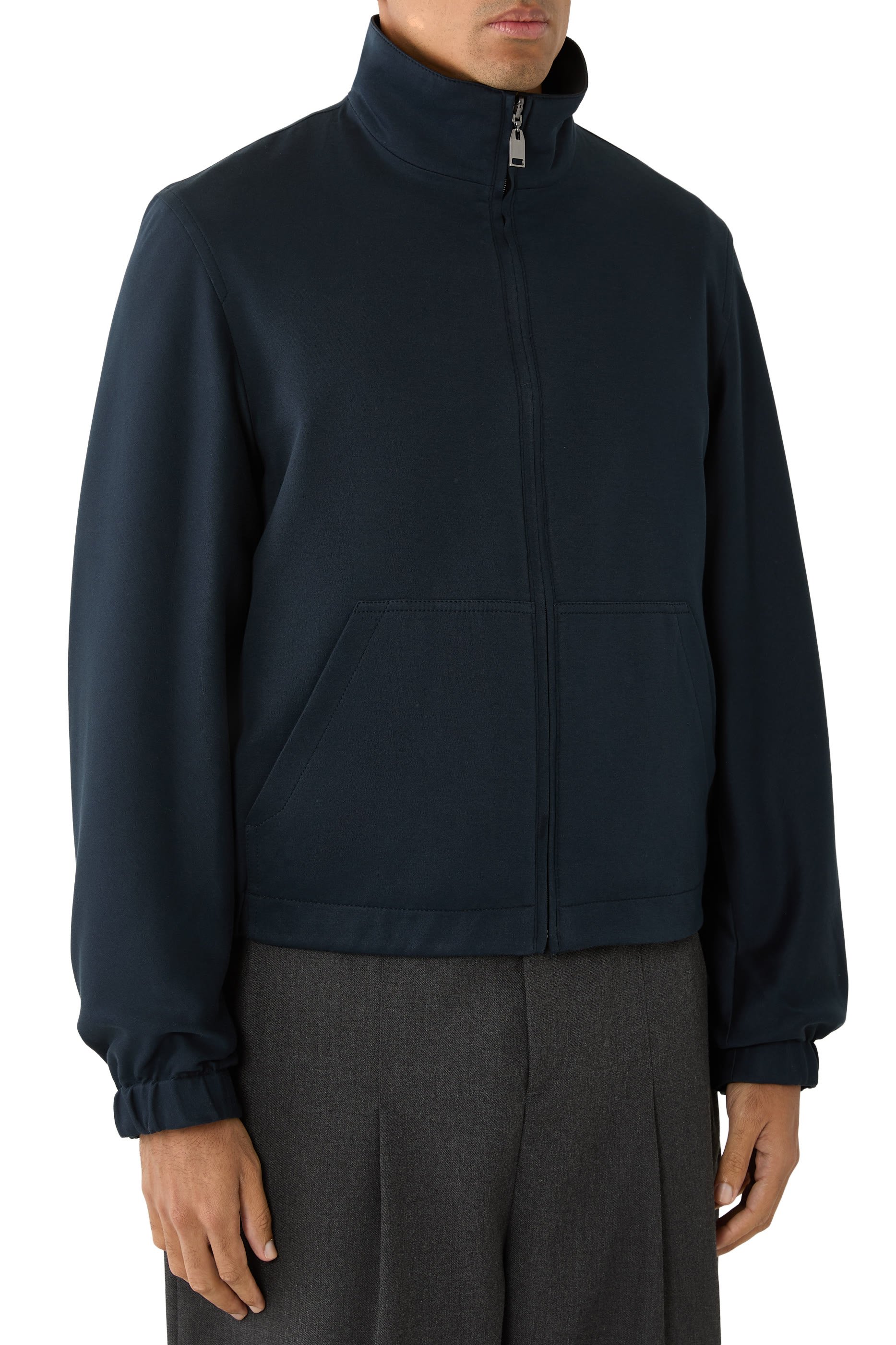  Stretch Silk and Cotton Jersey Reversible Blouson