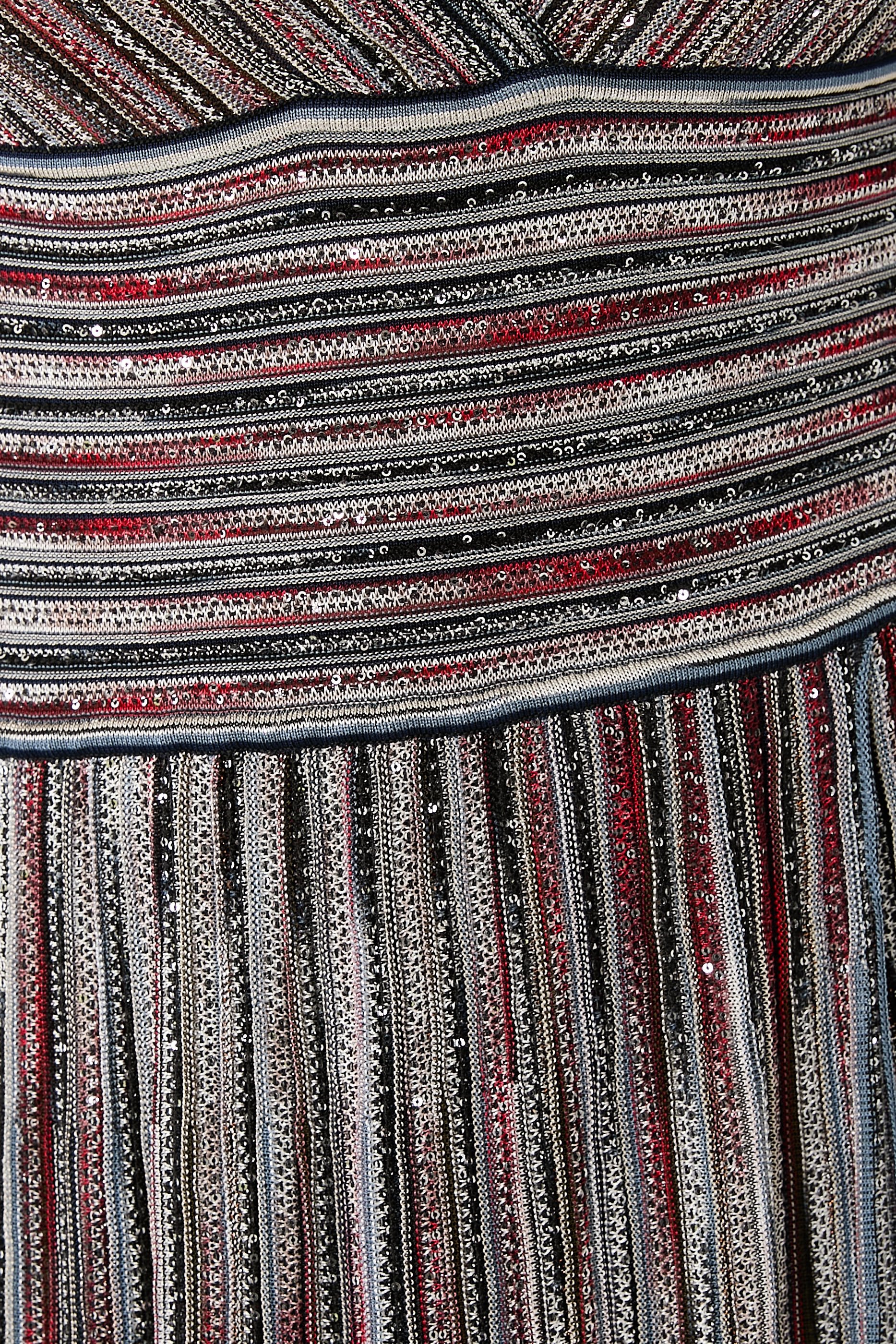 Partialized Knit Lurex Belted Long Dress