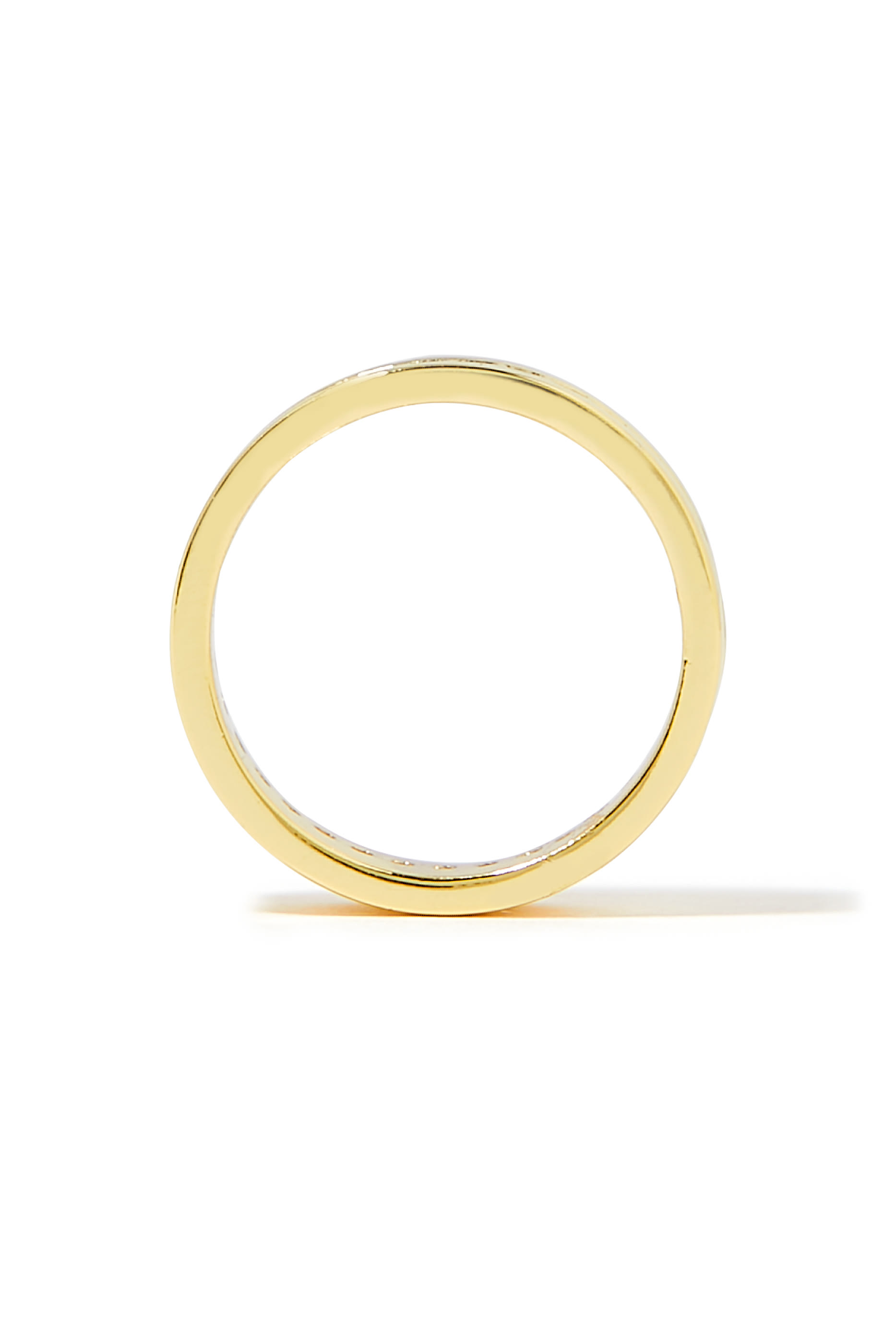 Stripe Ring, Gold-Plated Brass, Diamond & Cubic Zirconia