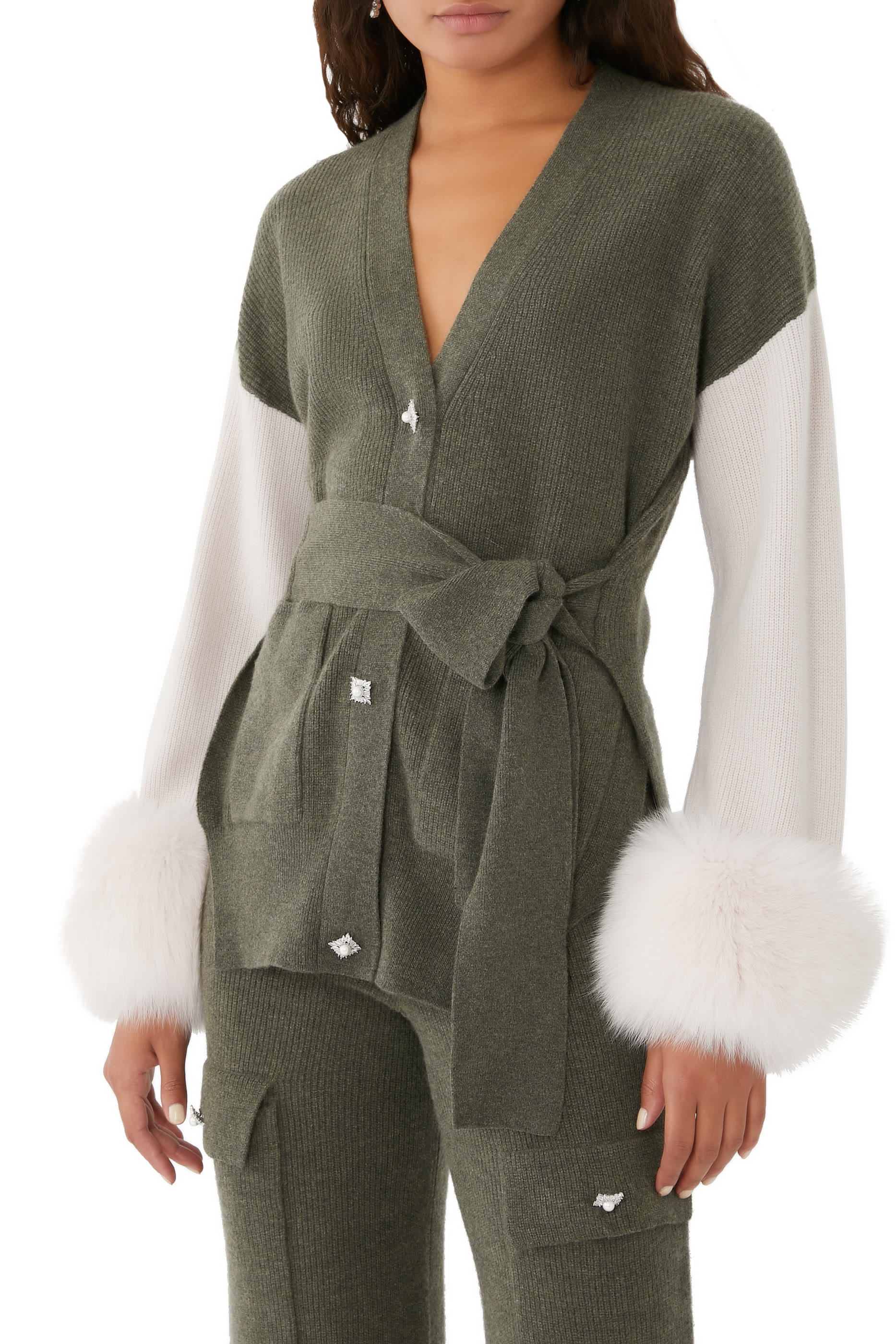 Color-Block Belted Cardigan