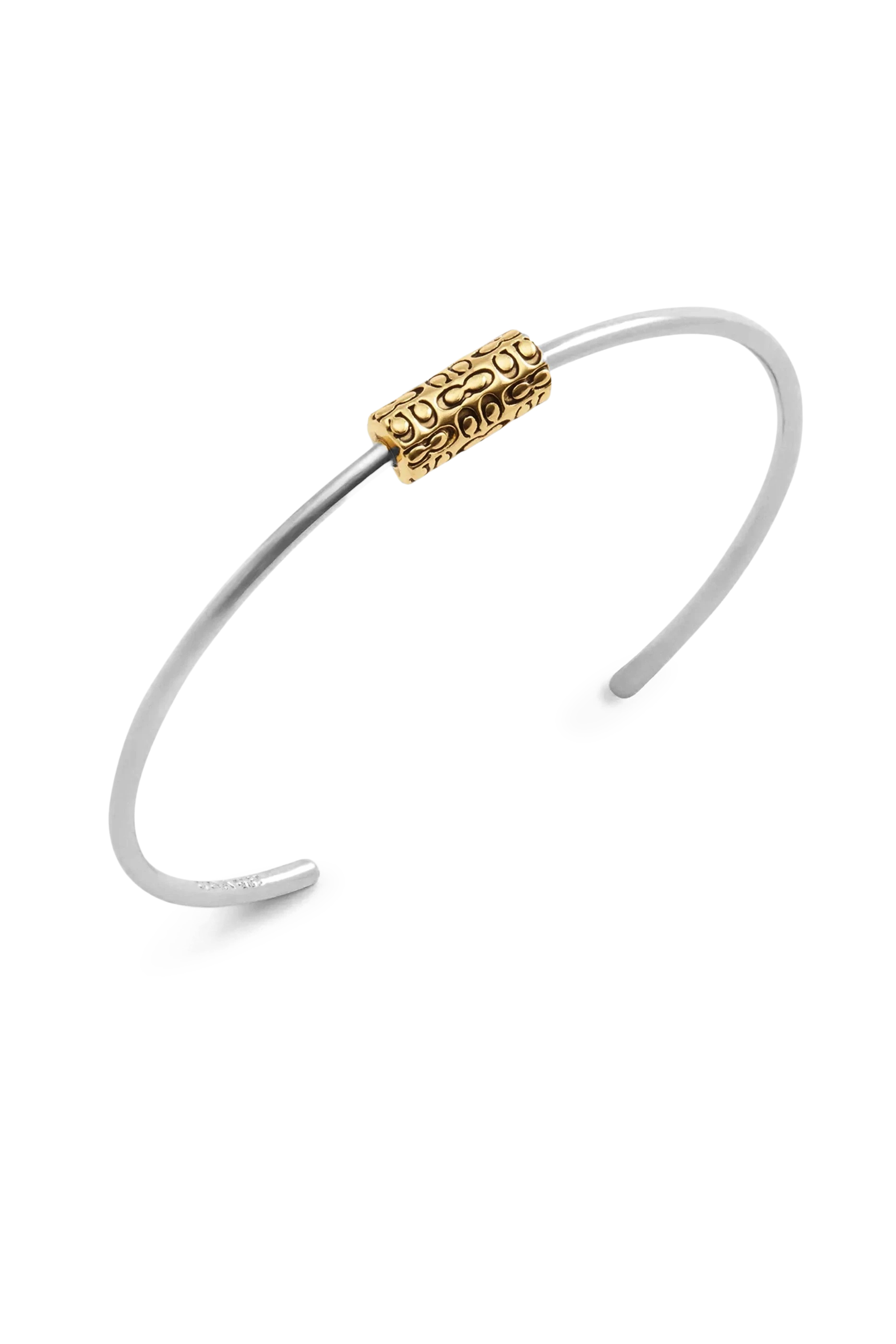 Quilted Signature Bead Cuff, Plated Brass & Cubic Zirconia