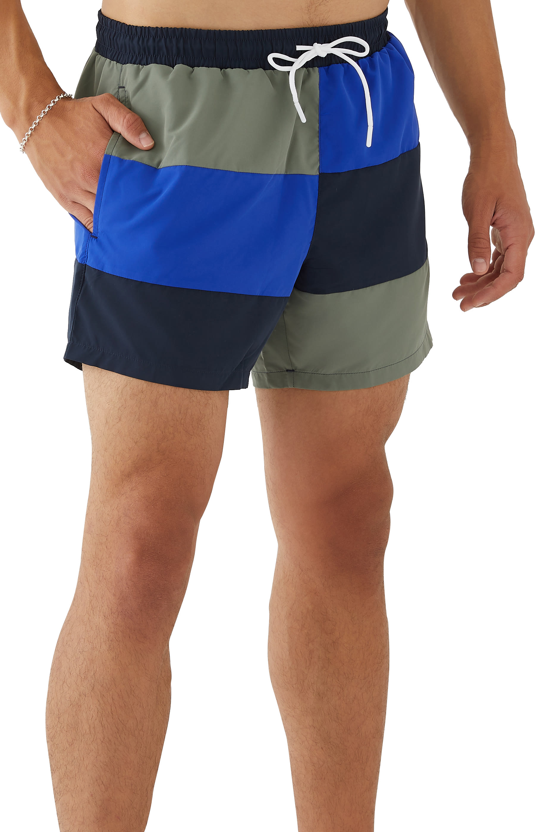Color-Blocked Recycled Material Swim Shorts