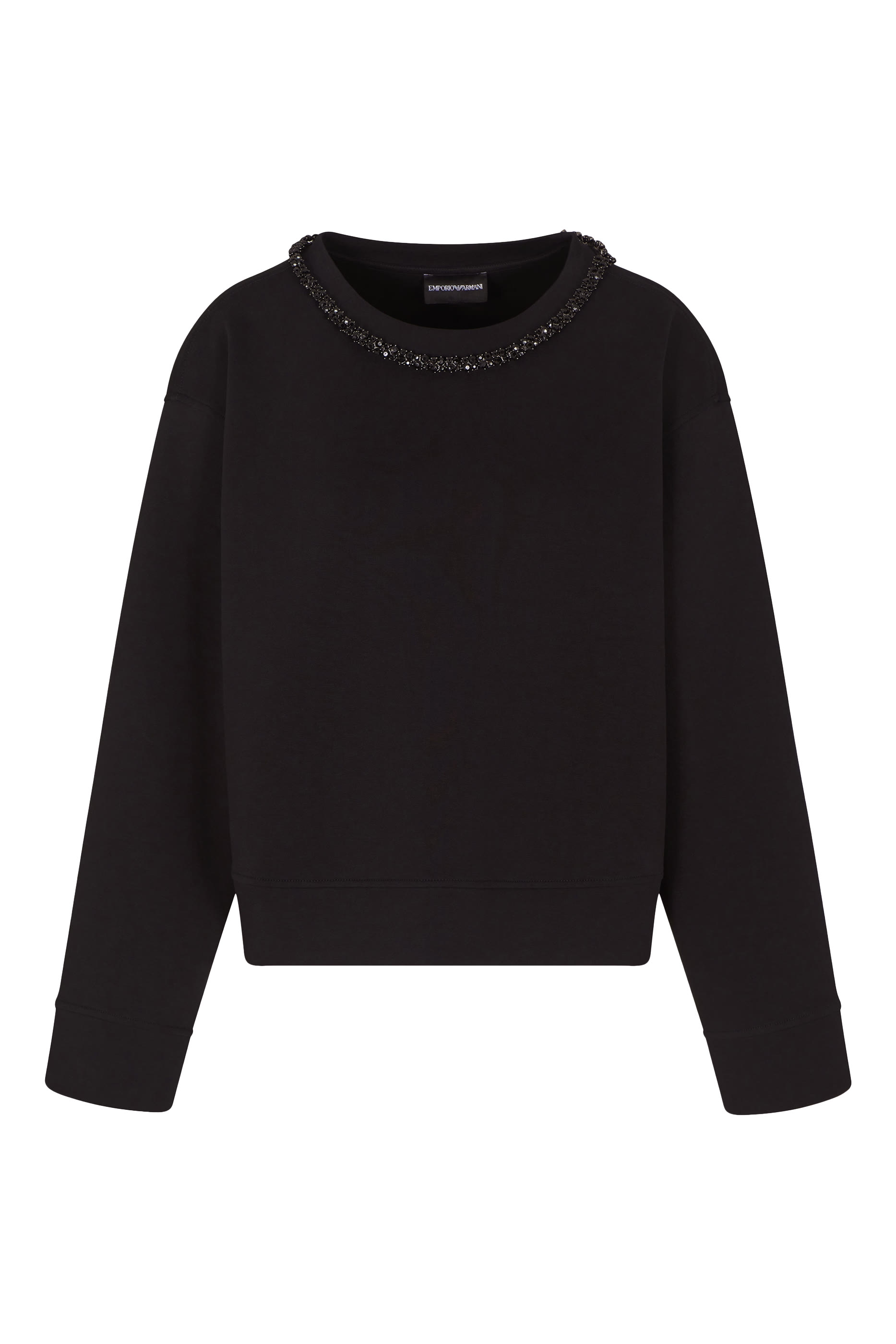  ASV Double-Jersey Crew-Neck Sweatshirt with Rhinestone Detail