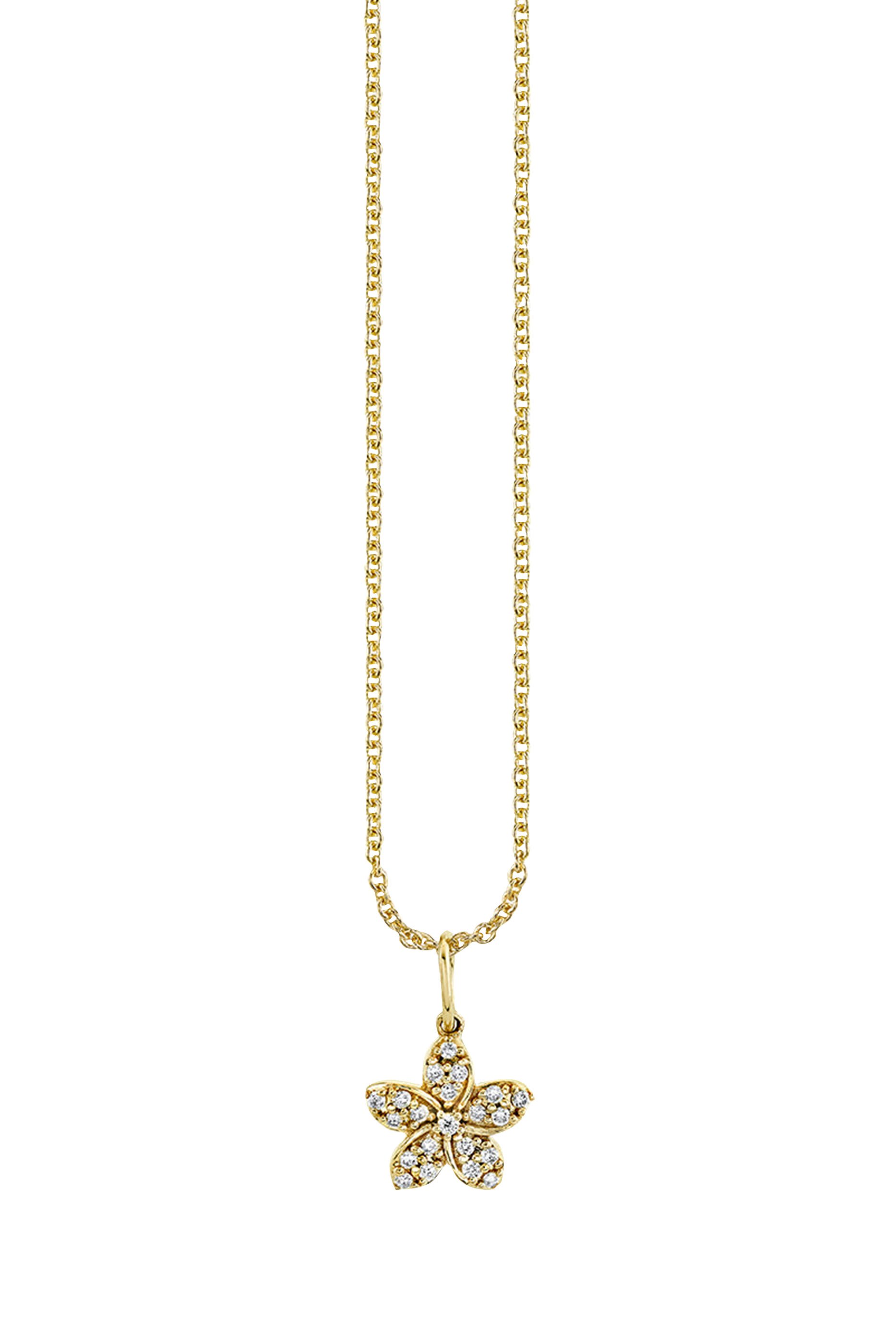 Plumeria Pendant, 14k Yellow Gold & Diamonds