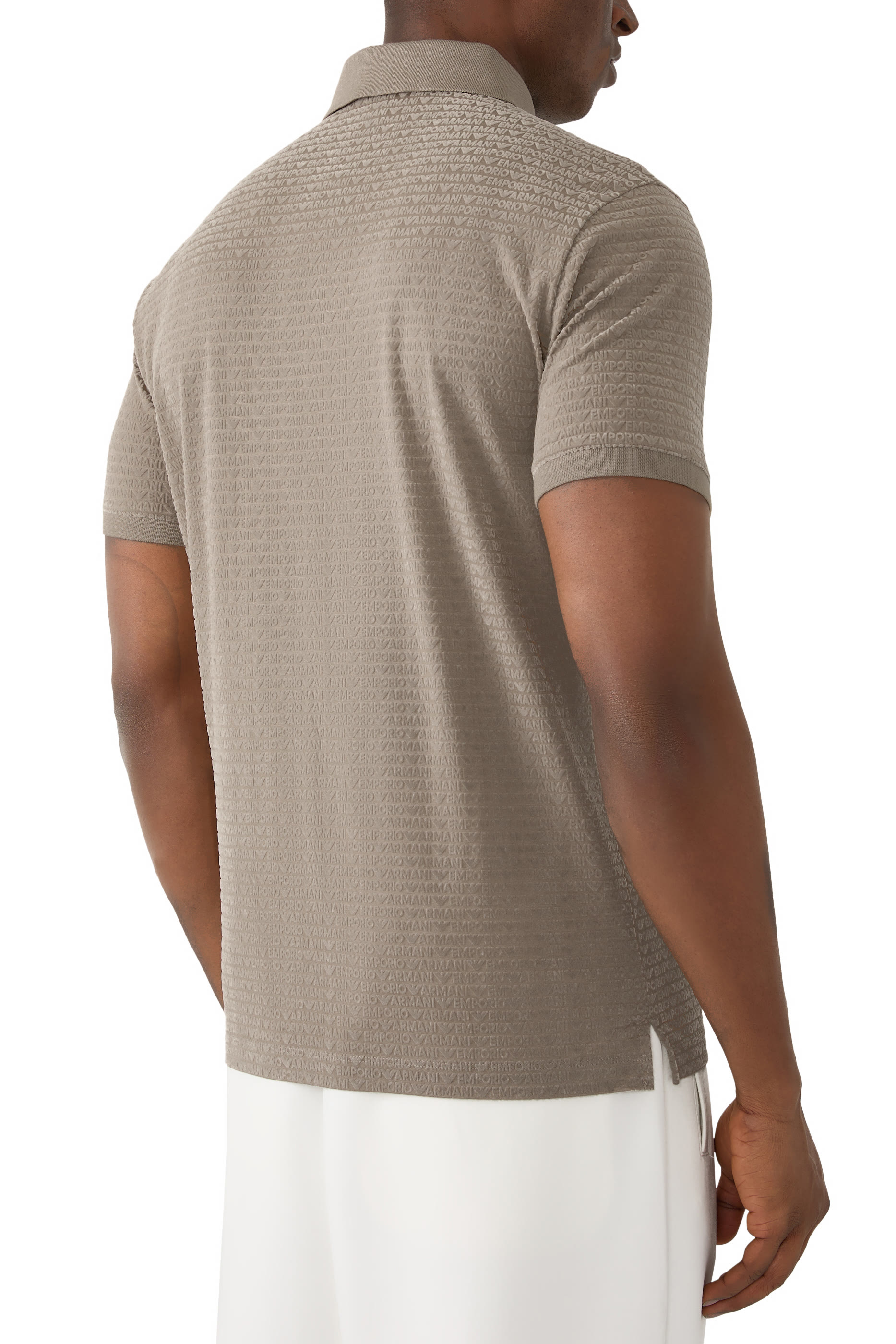 All-Over Jacquard Lettering Jersey Polo Shirt