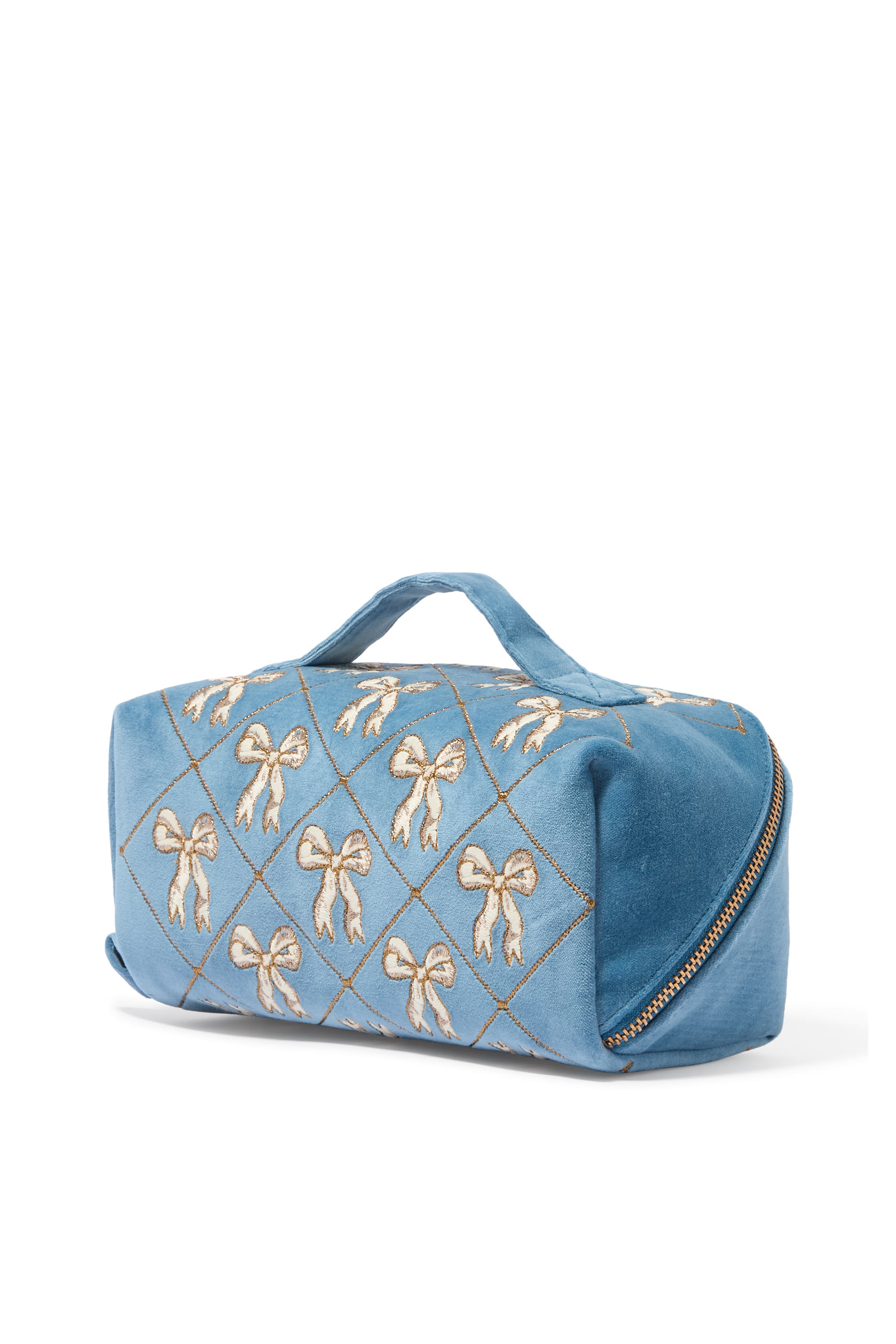  Lattice Bows Velvet Open Flat Makeup Bag