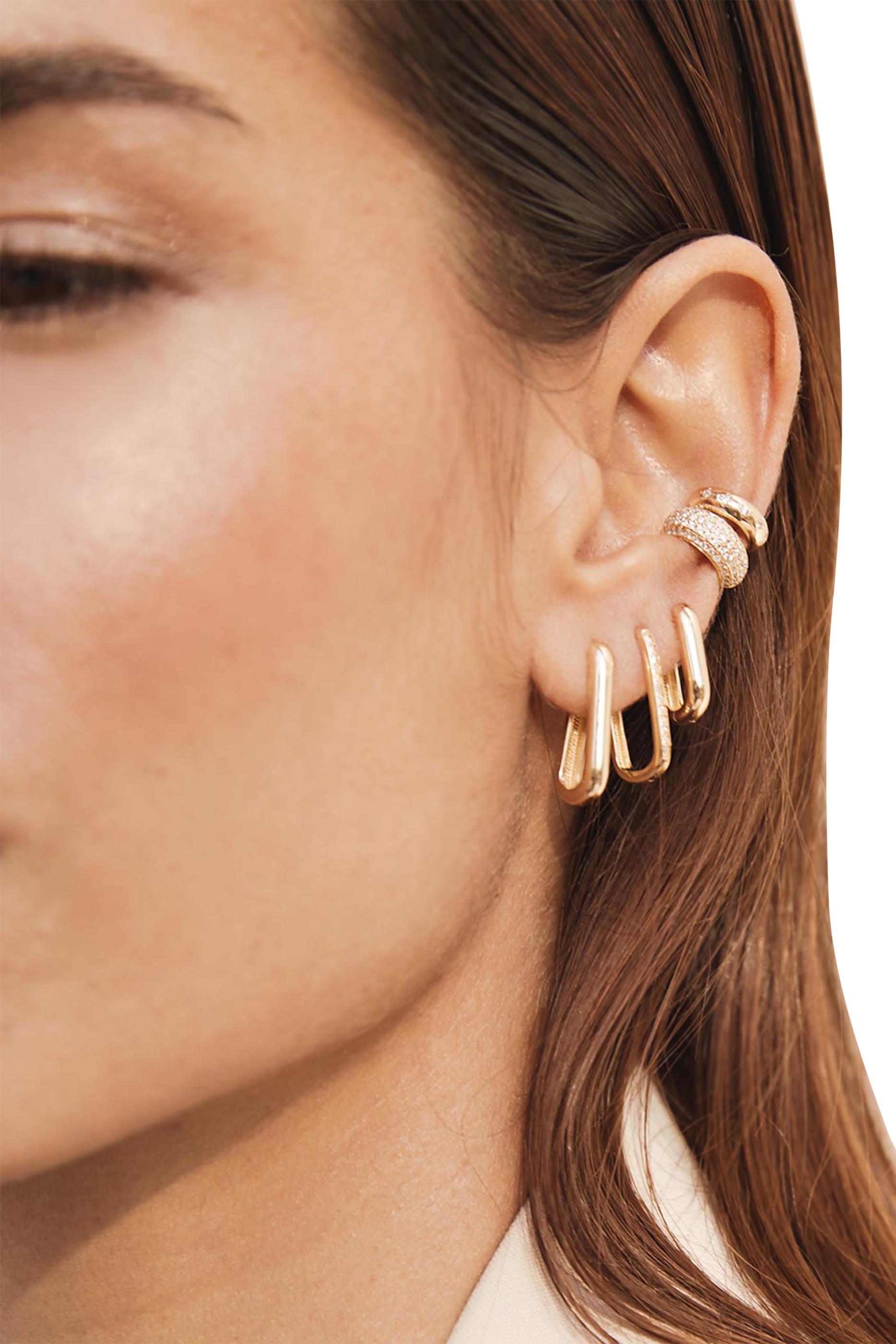 Thick Large Oval Hinge Hoops, 14K Yellow Gold