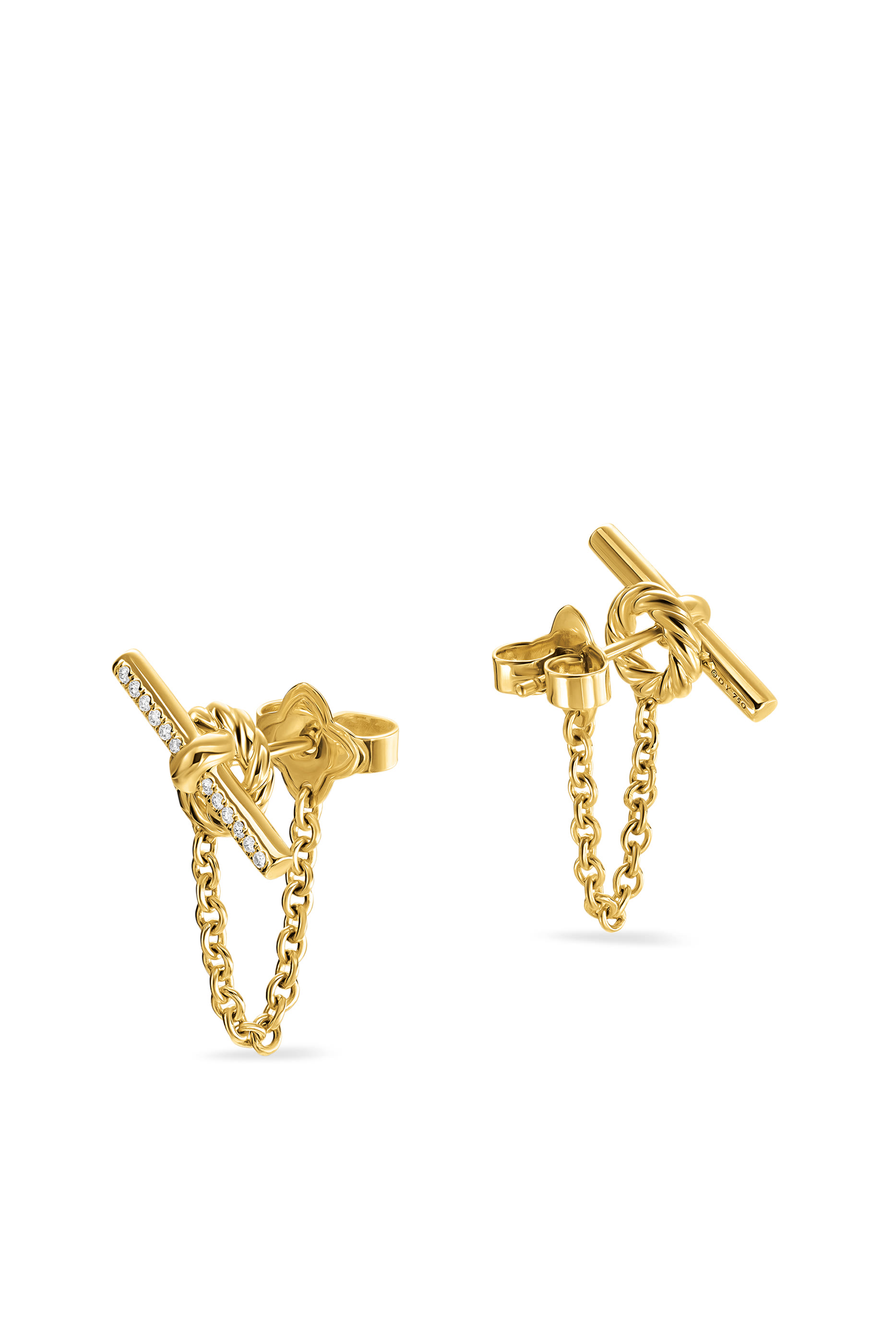  DY Mercer® Petite Toggle Chain Stud Earrings, 18K Yellow Gold & Diamonds