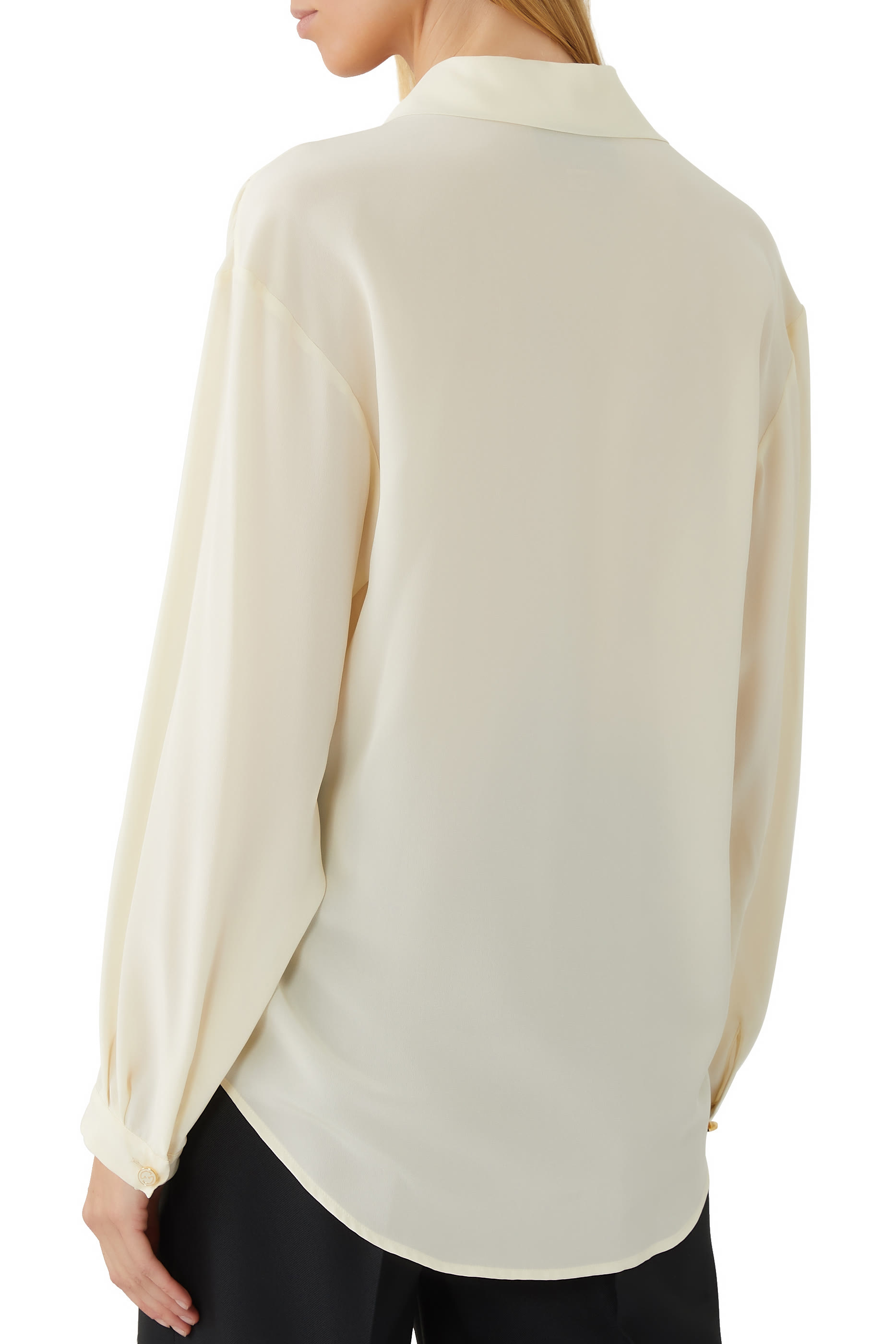 Cr&ecirc;pe Satin Shirt With Neck Tie
