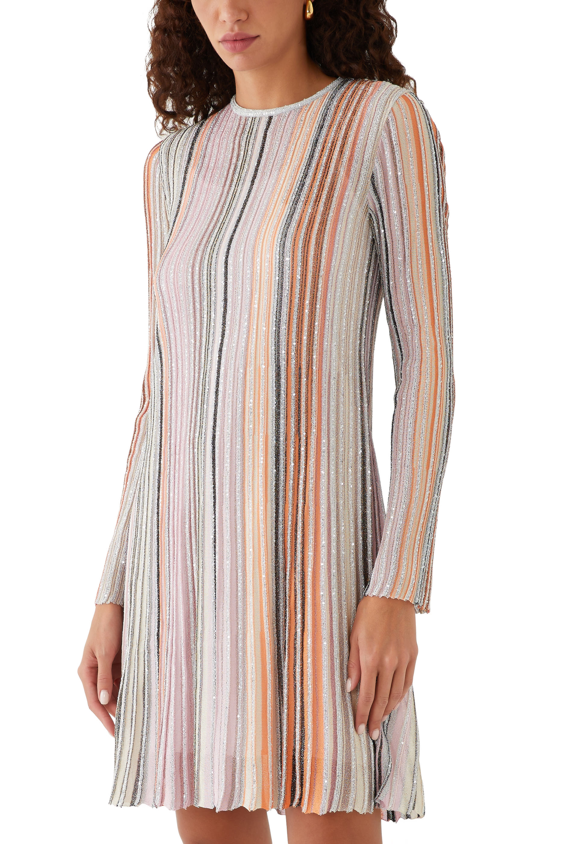 Partialized Sequinned Knit Mini Dress