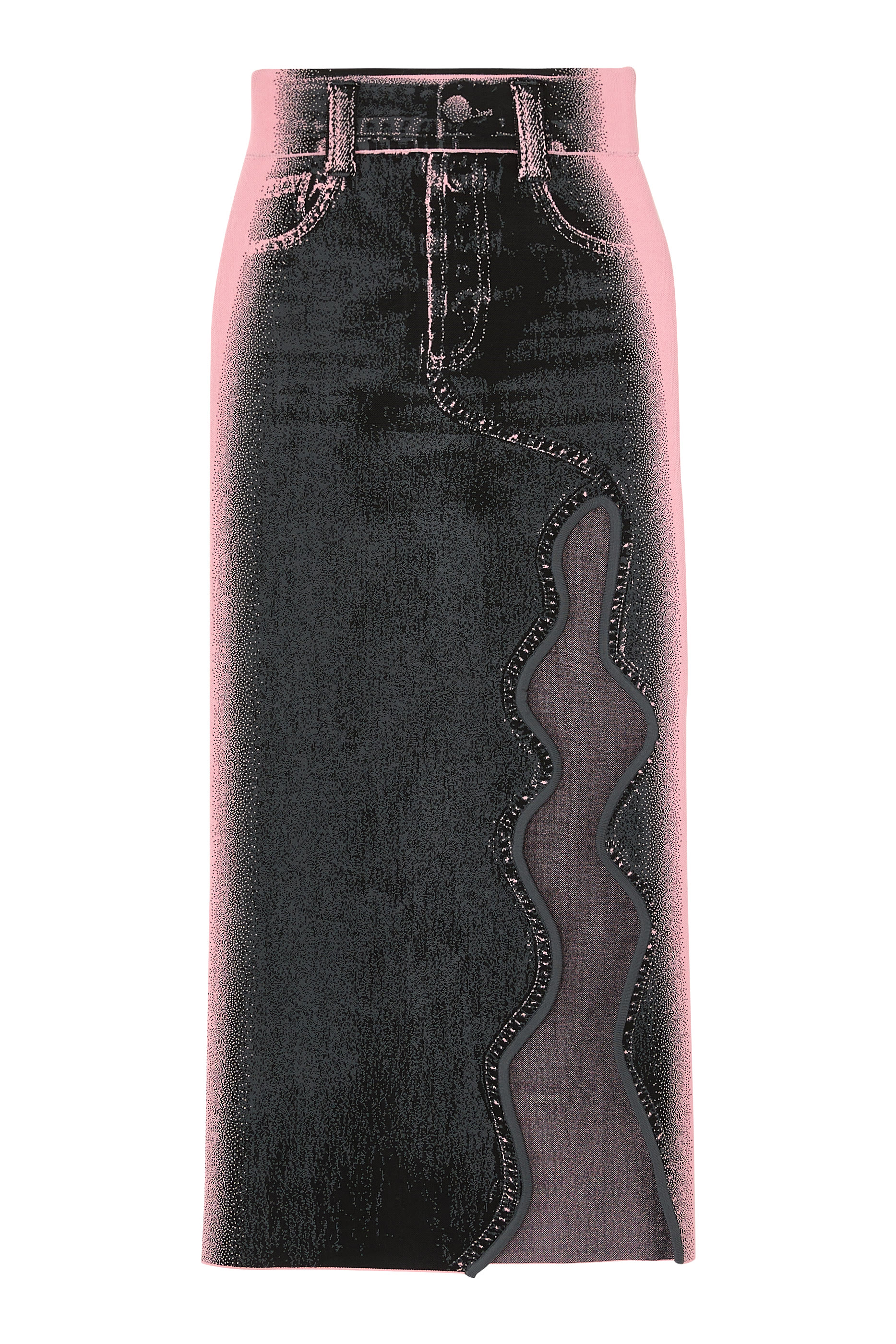 Lily Wavy Denim Maxi Skirt