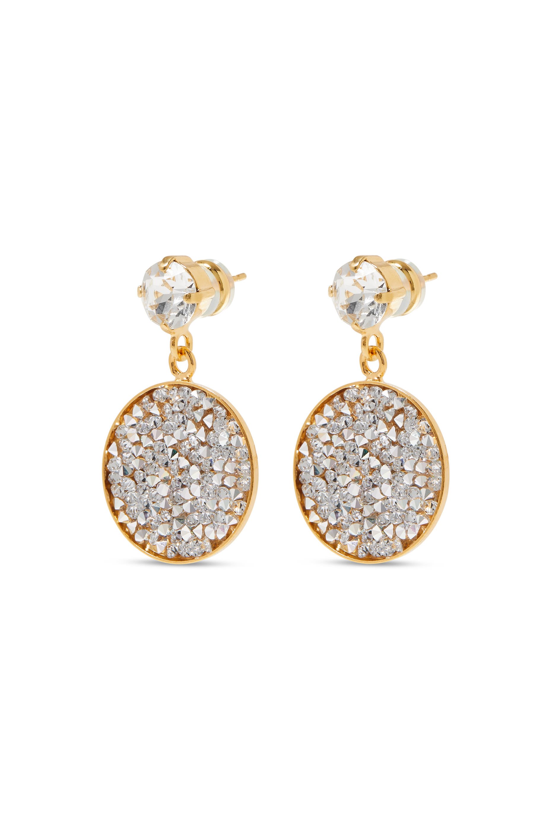 Chloe Rocks Earrings, 18k Gold-Plated Brass & Crystals