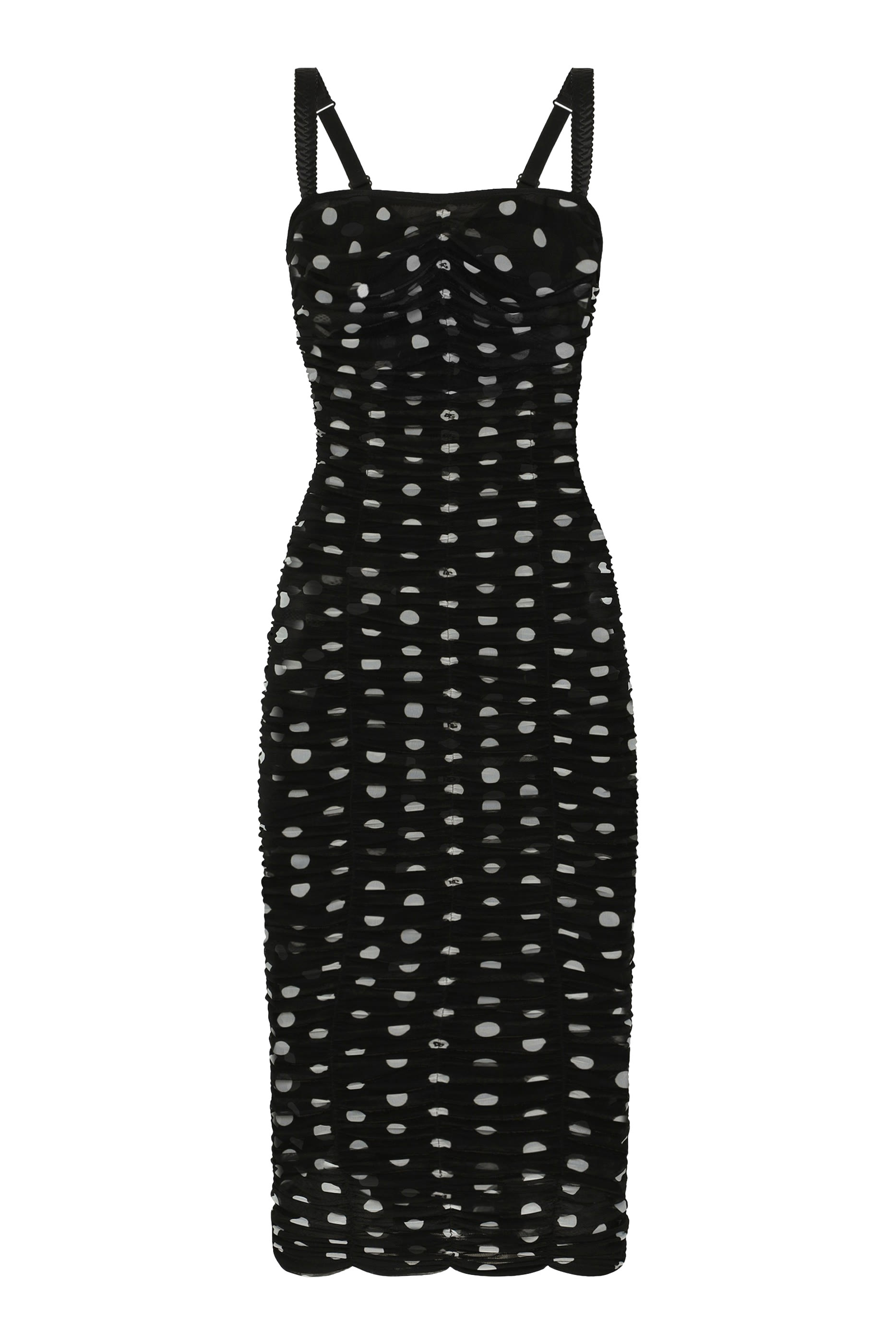 Polka-Dot Tulle Calf-Length Sheath Dress