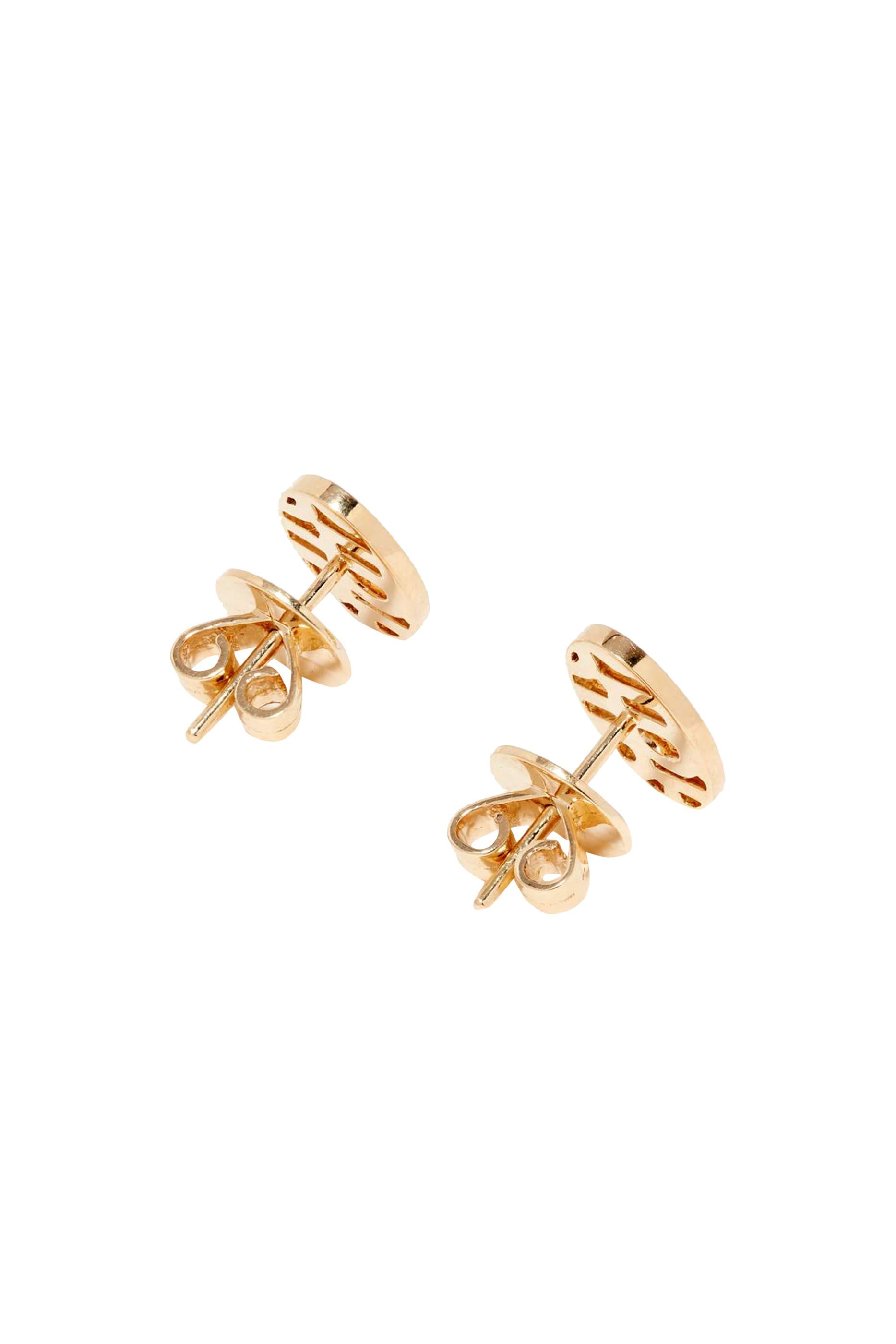 Oval Enamel "M" Stud Earrings