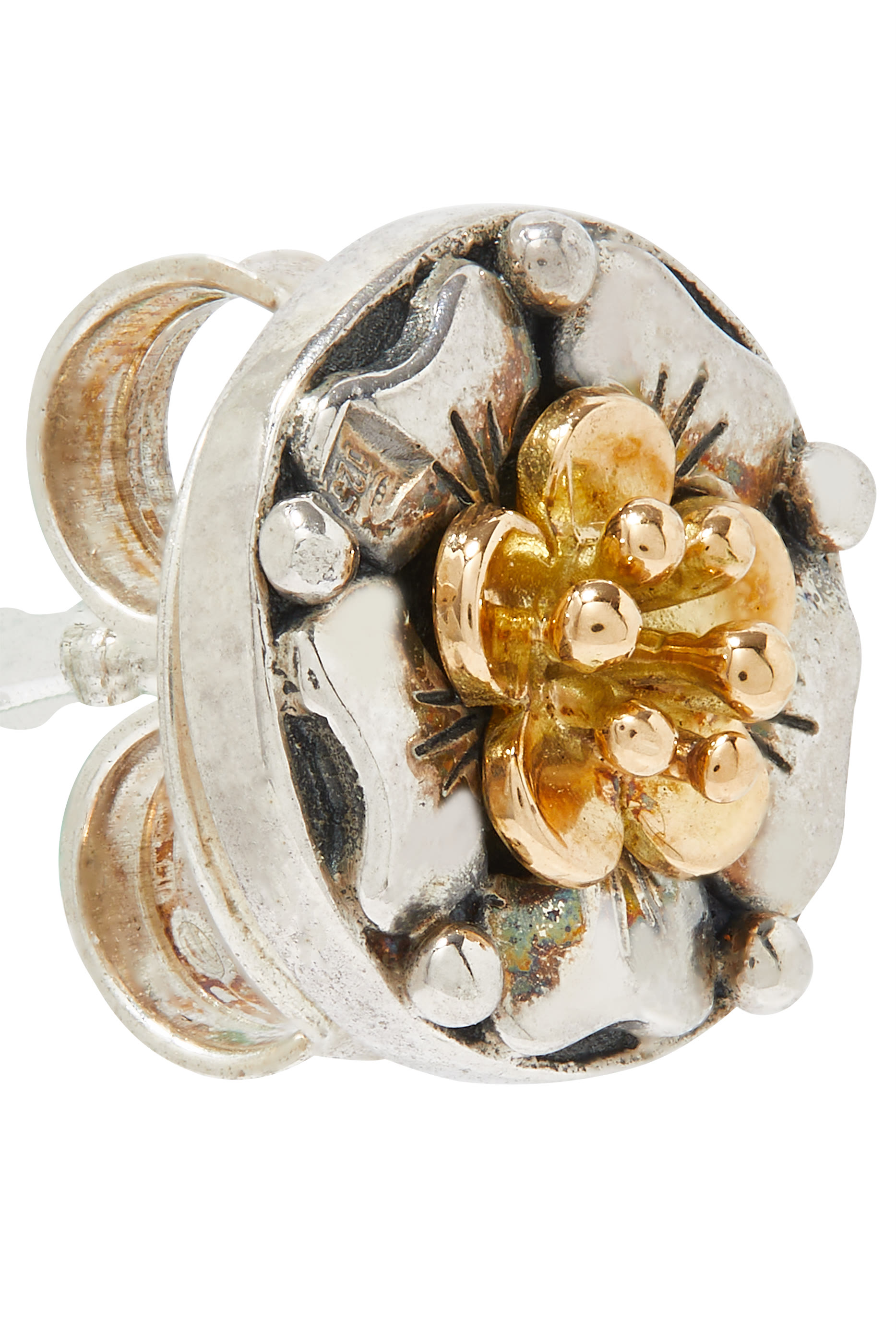 Floral Stud Earrings, 18k Yellow Gold & Sterling Silver