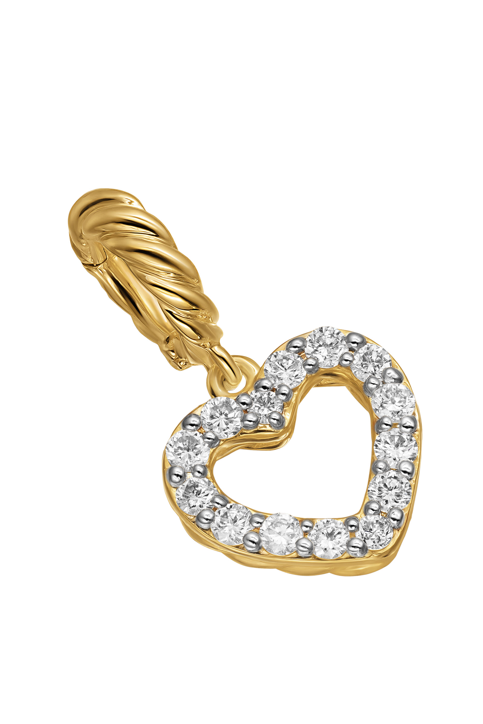 Micro Pavé Open Heart Amulet, 18k Yellow Gold & Diamonds