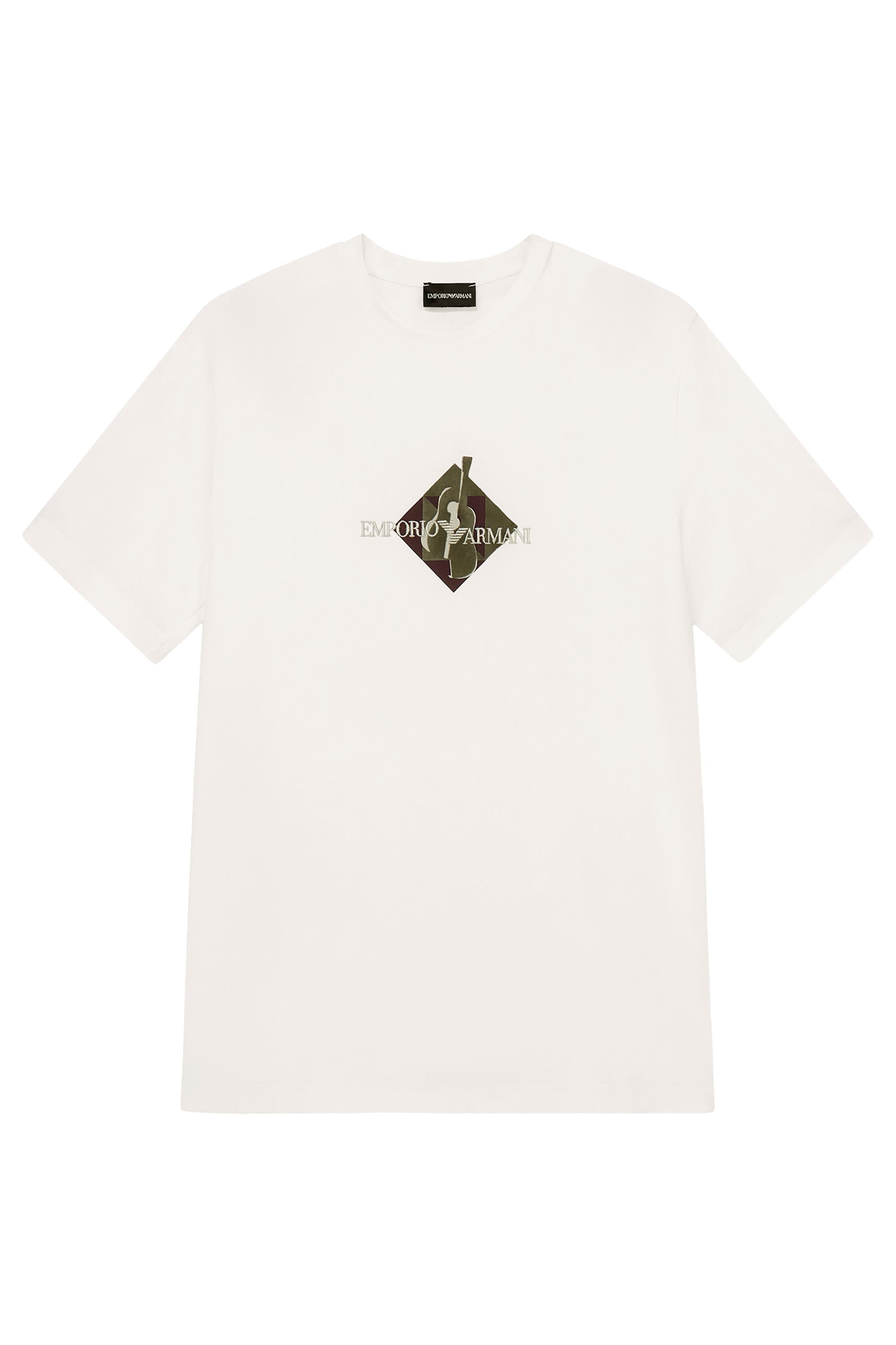 Embroidered Logo and Flock Print T-Shirt
