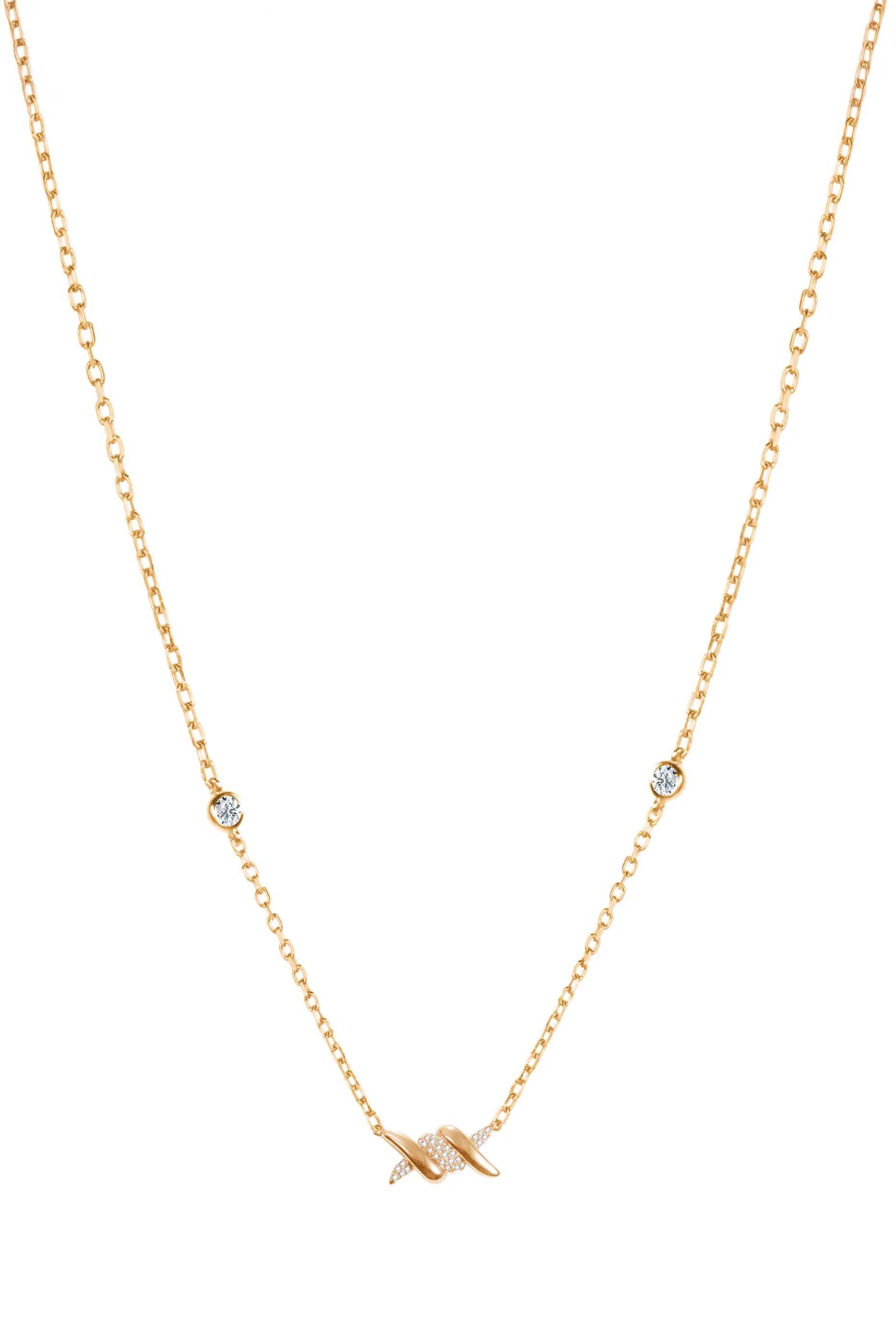  Barbel&eacute; Pav&eacute; Necklace, 18K Yellow Gold & Diamonds