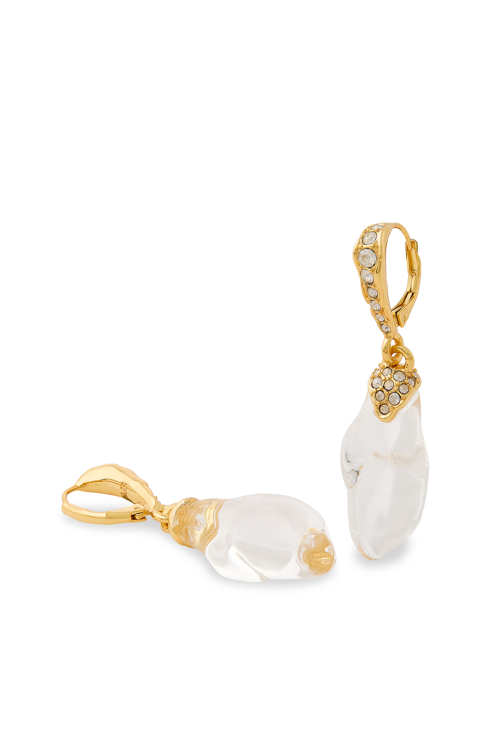 Liquid Lucite Crystal Pav&eacute; Leverback Earrings