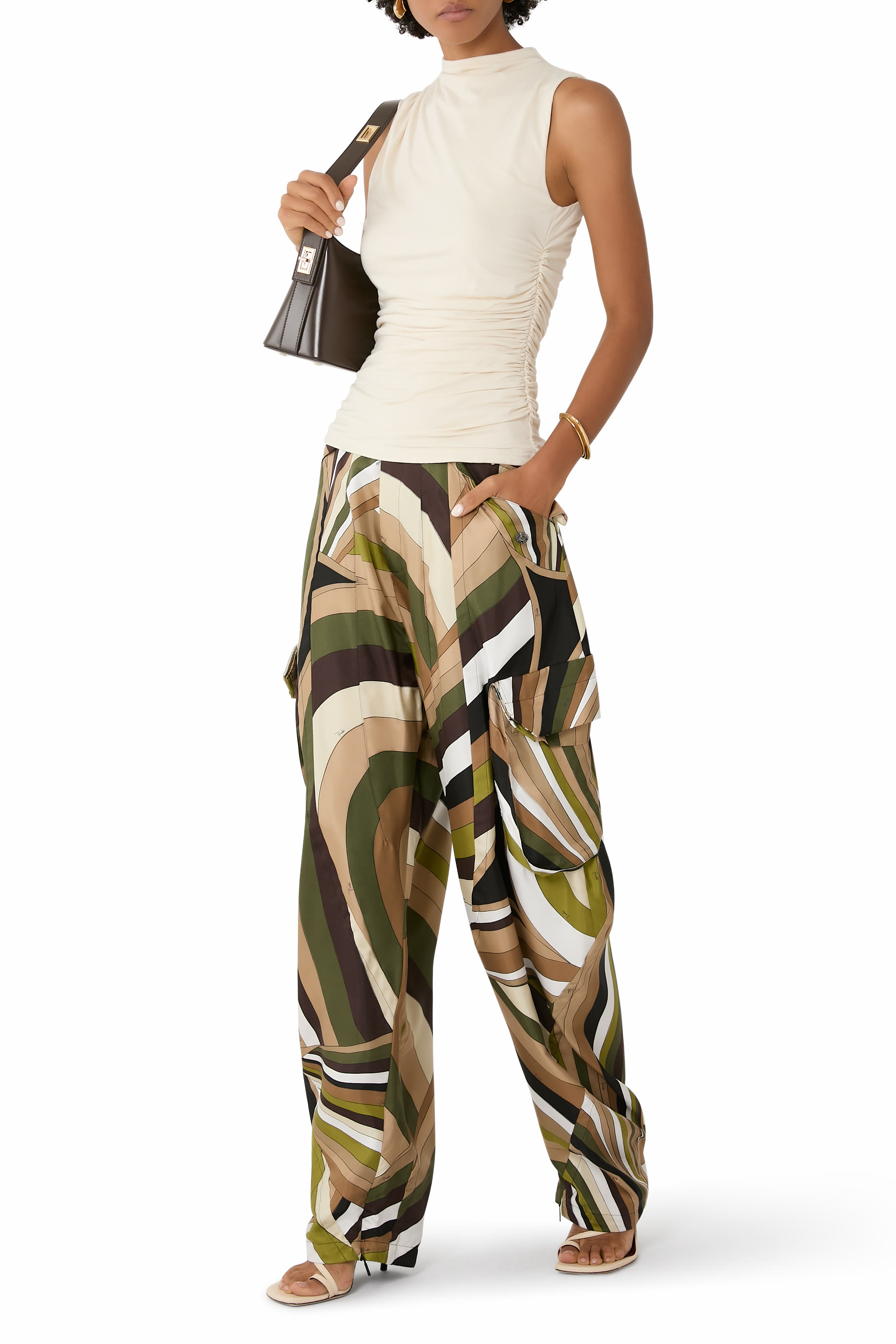 Iride-Print Cargo Trousers
