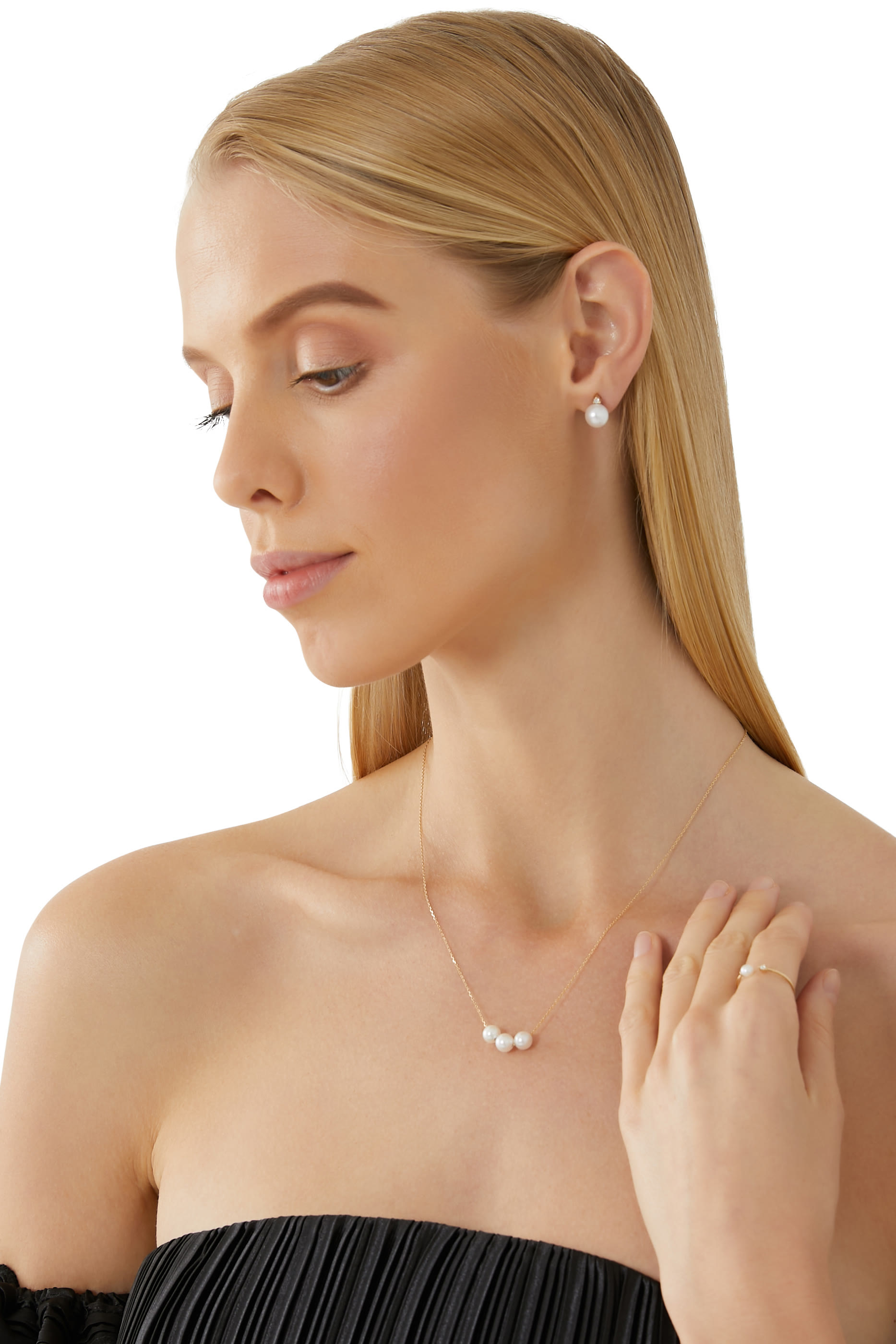 Sea of Beauty Large Studs, 14k Yellow Gold, Pearls & Diamonds