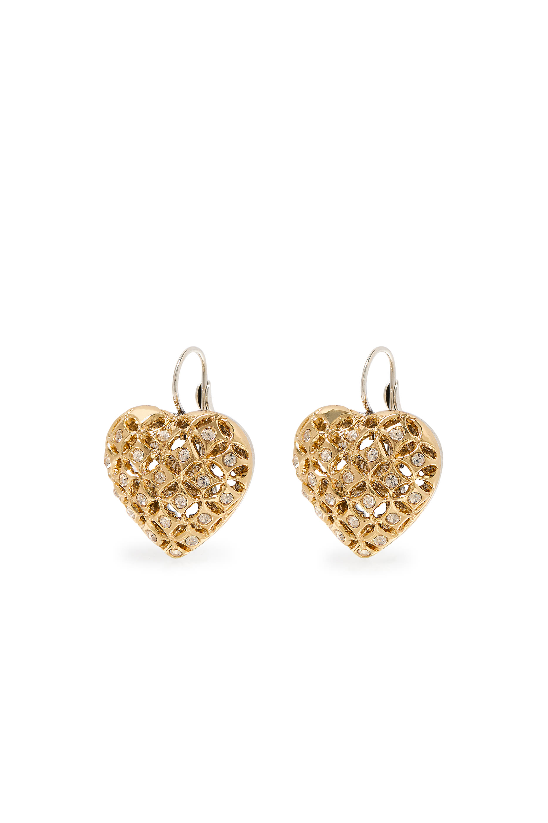 Coracao Bicolor Strass Earrings