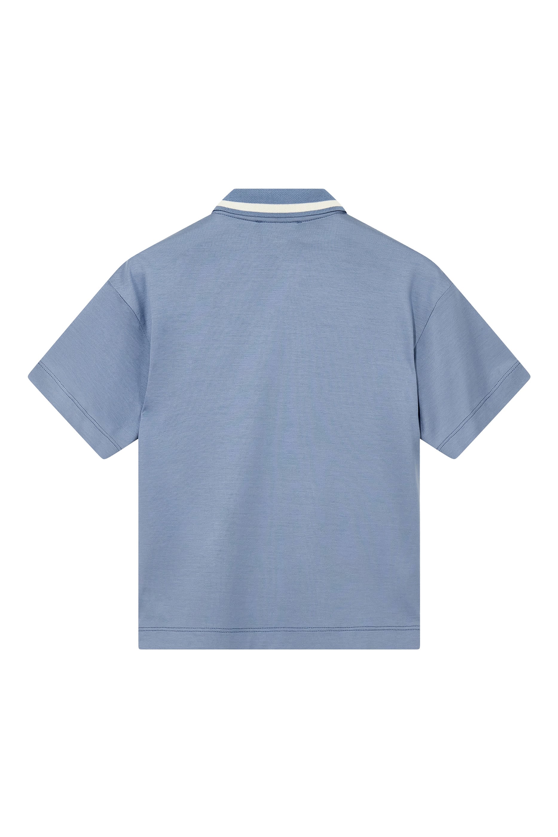 Kids Zip Closure and Striped Collar Polo Shirt