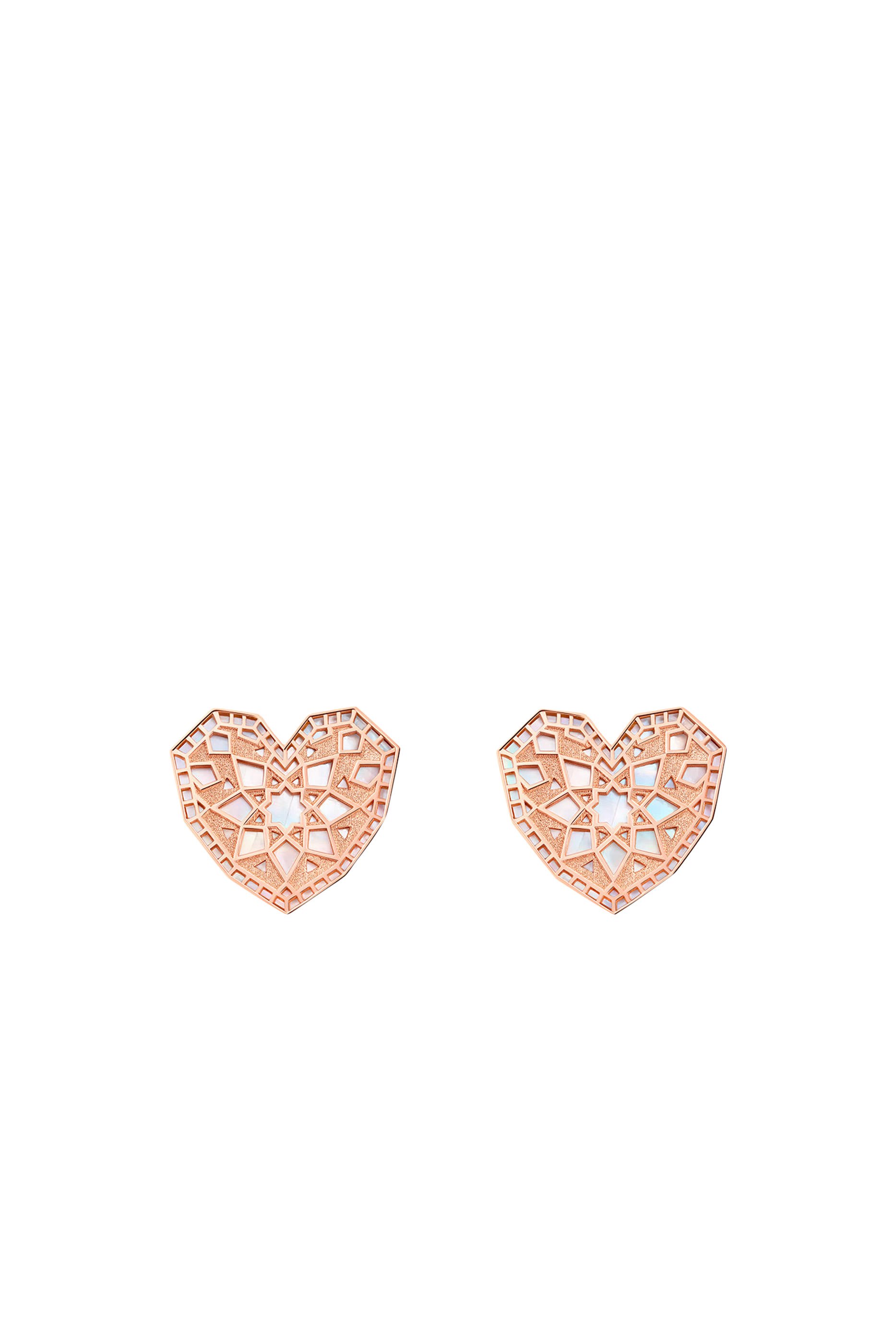 Qalb Turath Small Earrings, 18K Rose Gold & Mother of Pearl