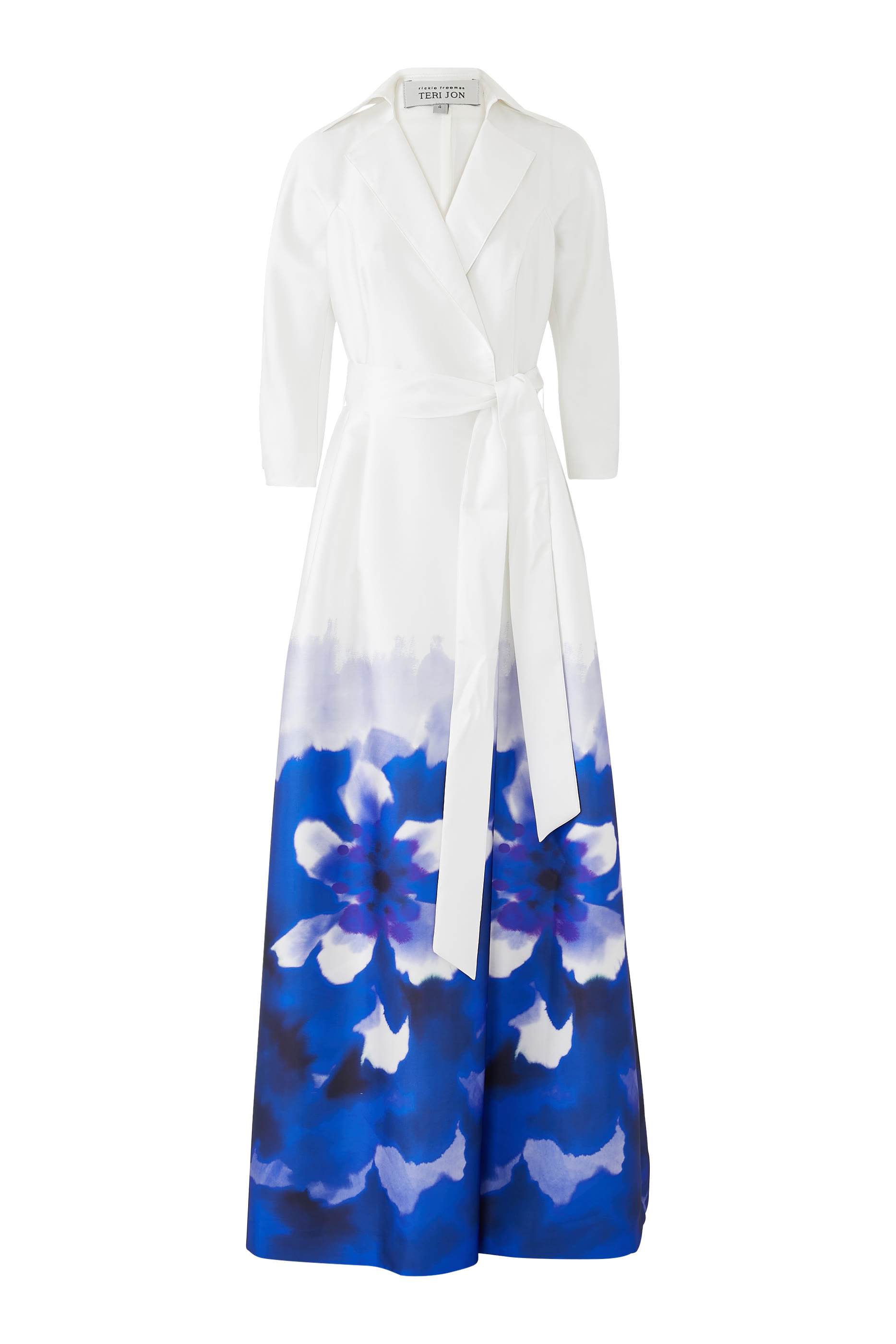 Mikado Watercolor Border Print Shirt Gown