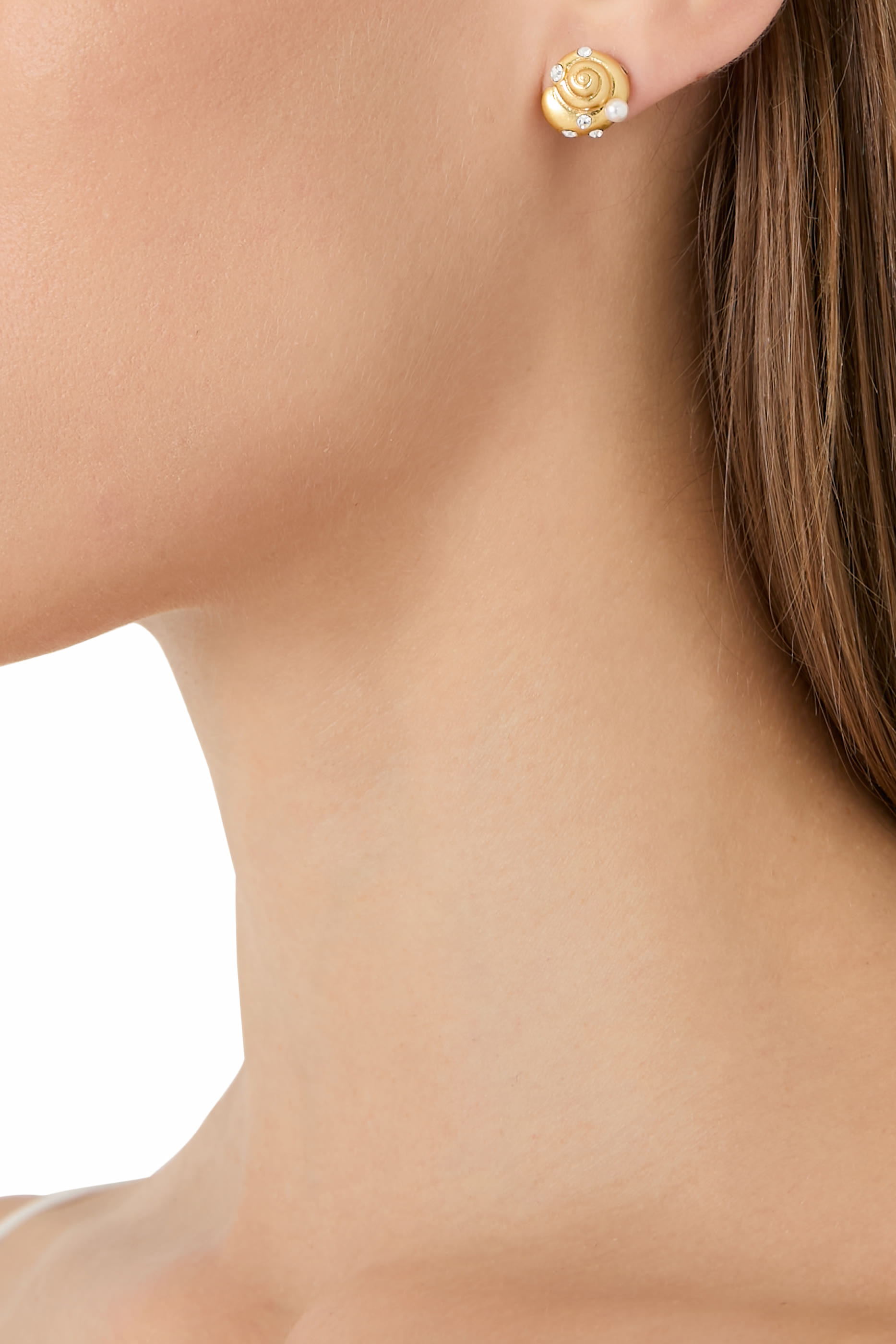 Beachside Studs, Plated Metal & Cubic Zirconia, Glass Stone, Glass Pearl, Titanium Posts