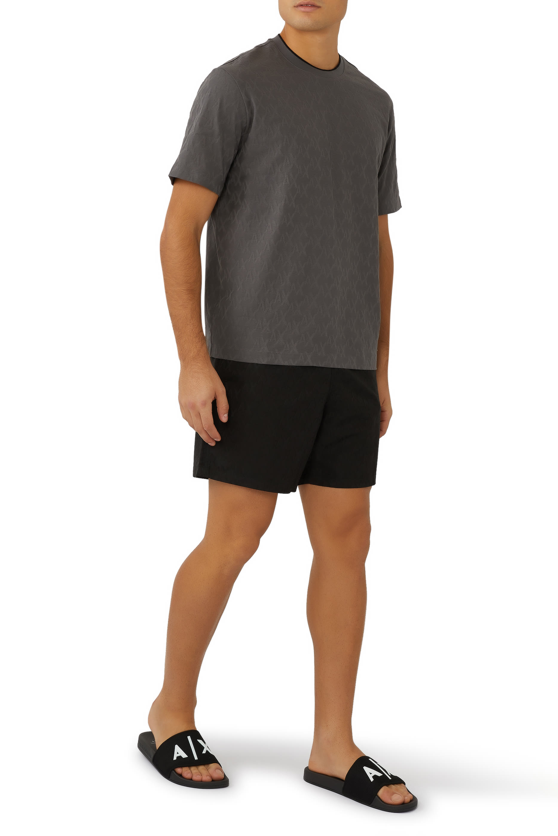 Grid AX Logo Boxer Swim Shorts