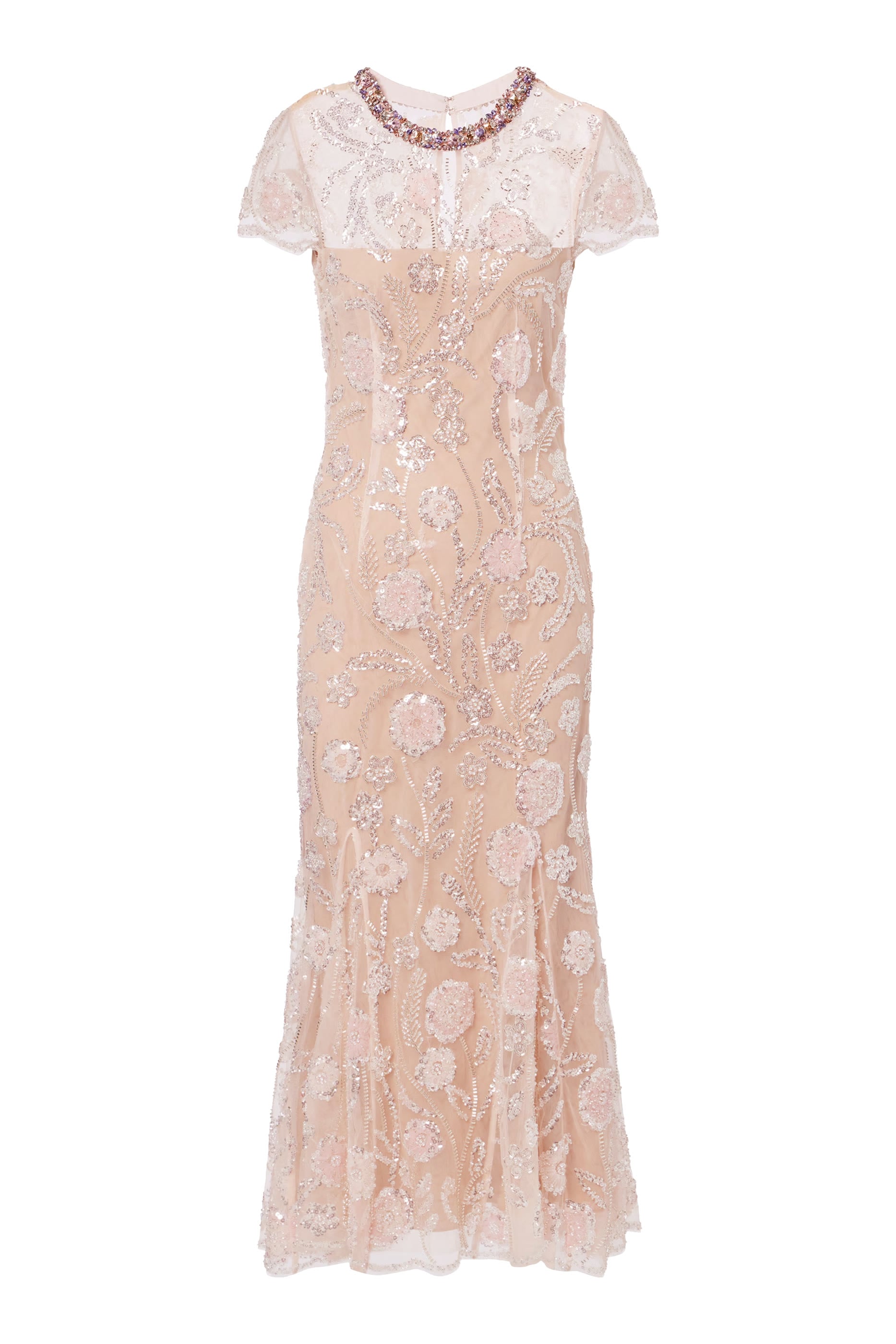 Embellished Cape Midi Dress