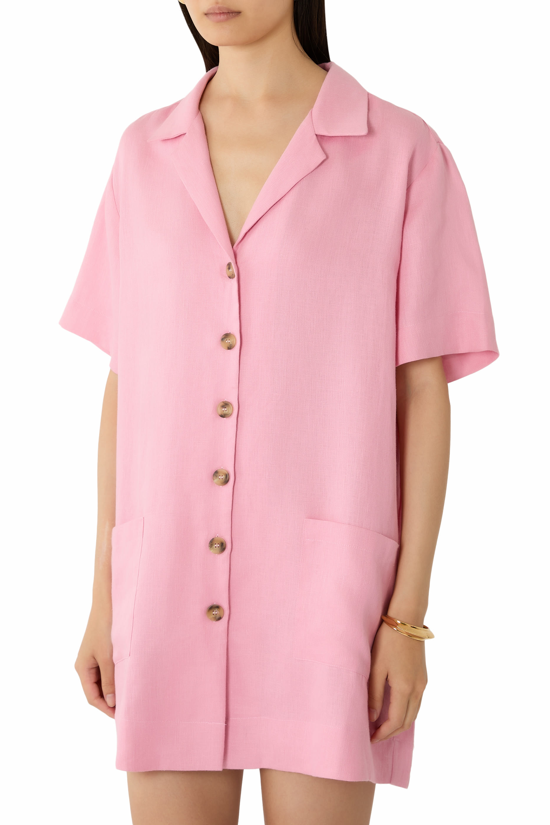 Lima Linen Button Down Mini Shirt Dress