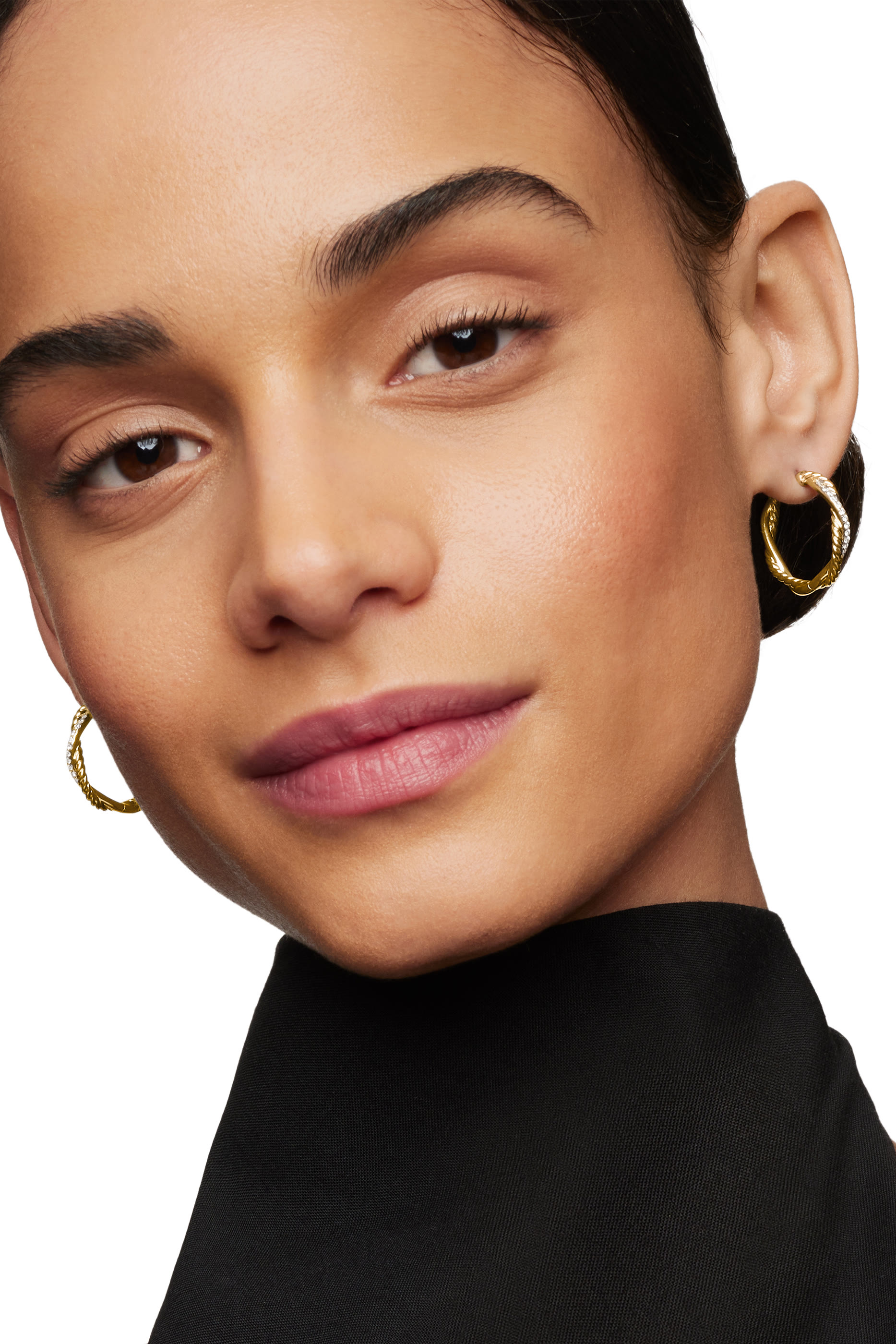 Petite Infinity Hoop Earrings, 18k Yellow Gold & Diamonds
