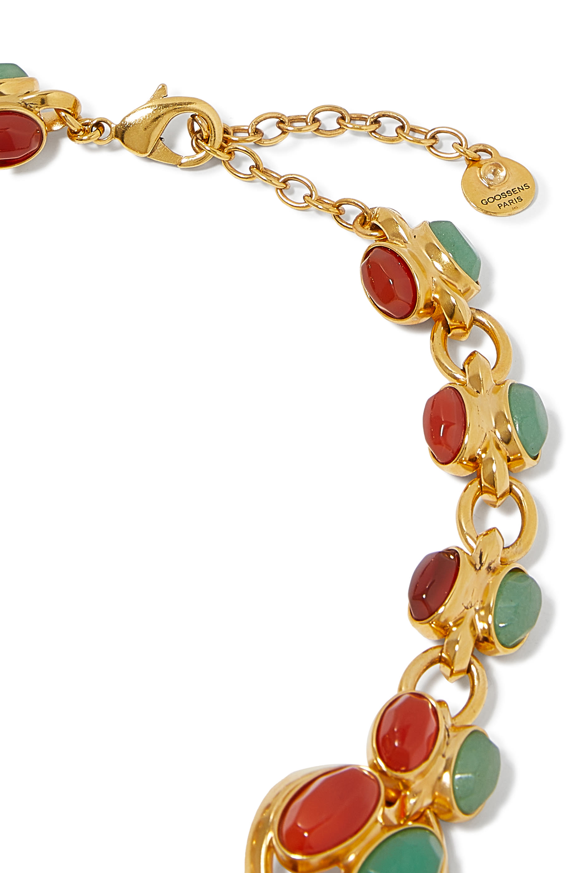  Bosphore Necklace,  24K Plated Brass with Aventurine & Cornelian