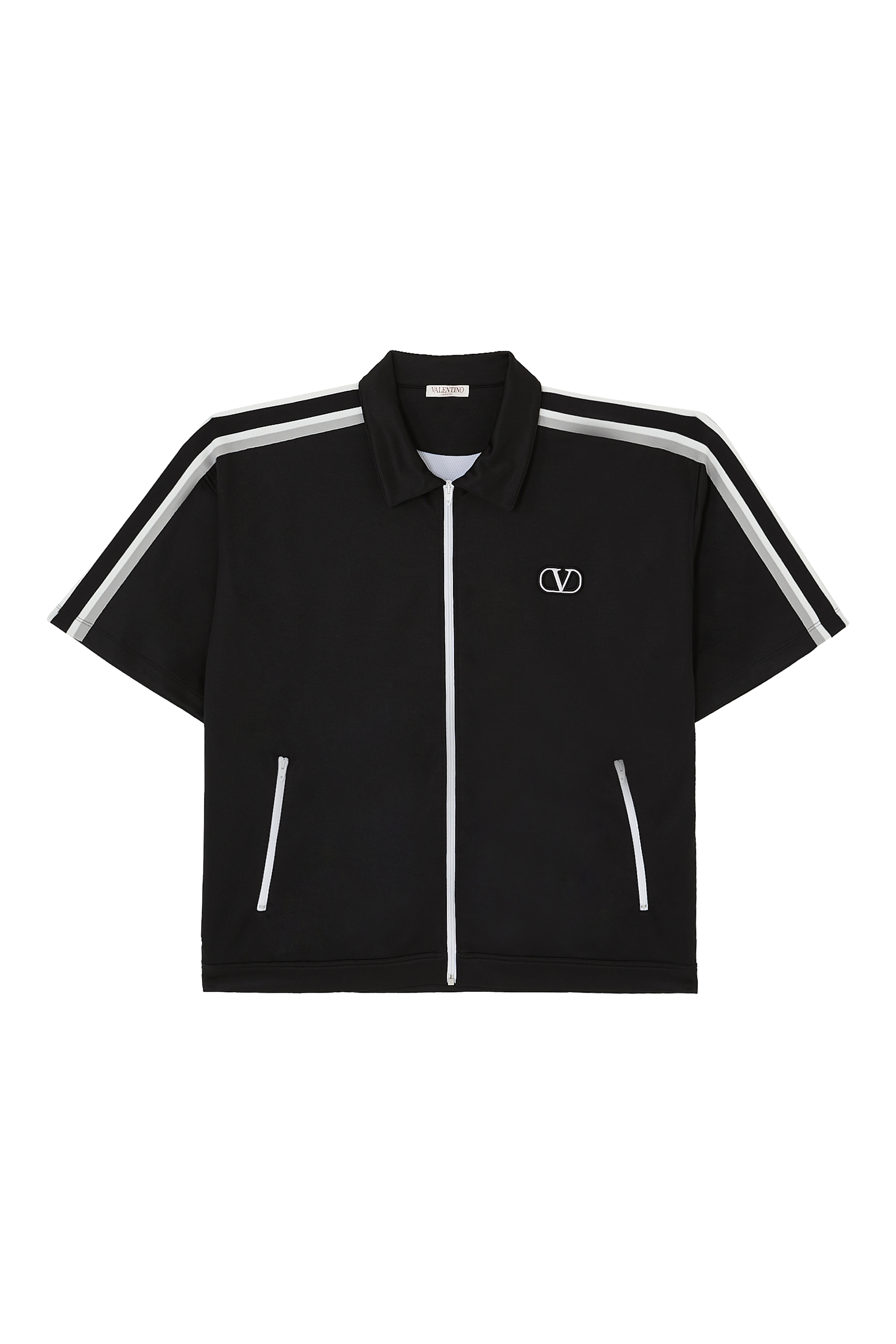 Valentino Garavani VLogo Short Sleeve Zip-Up Polo