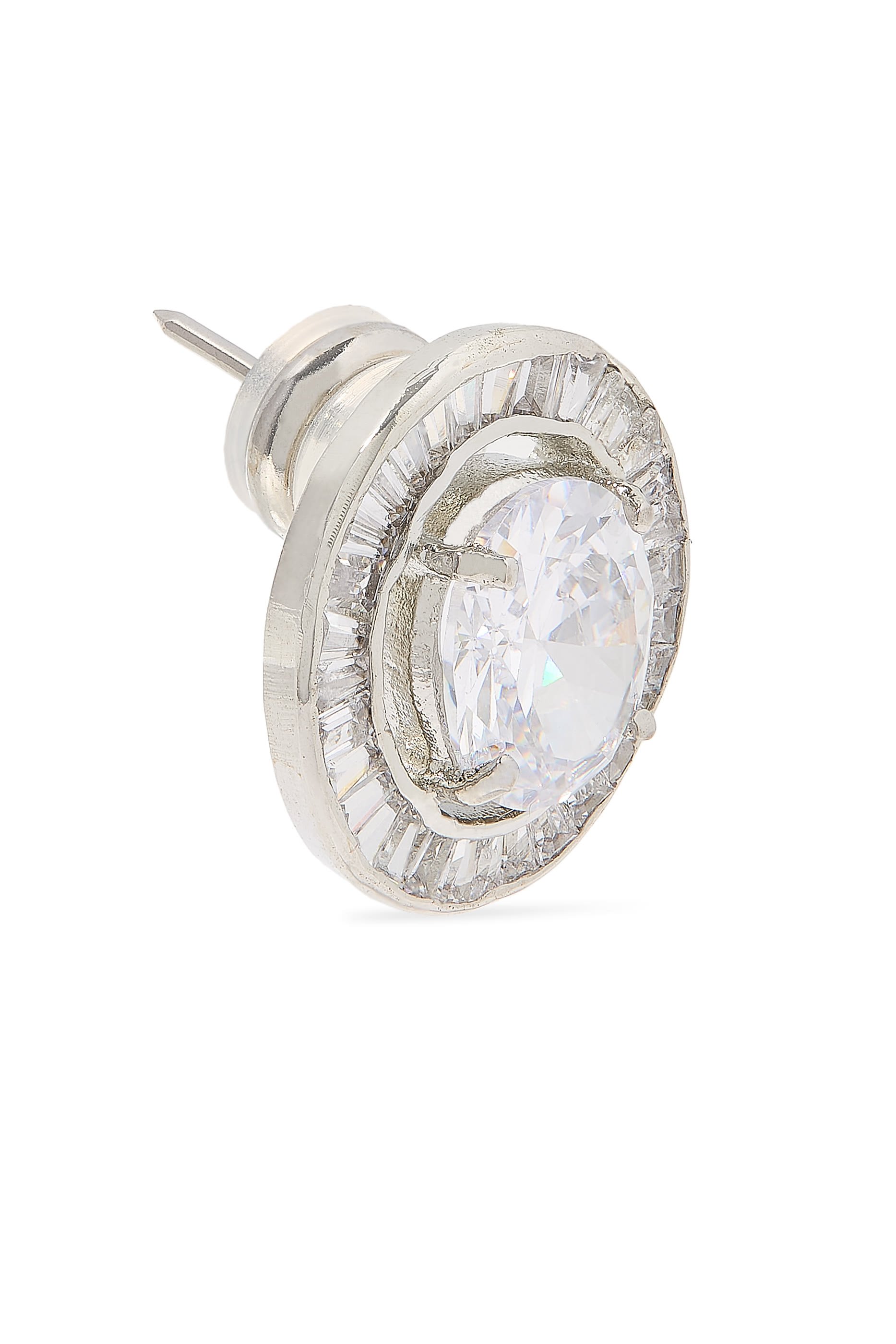 Oval Solitaire Studs, Sterling Silver