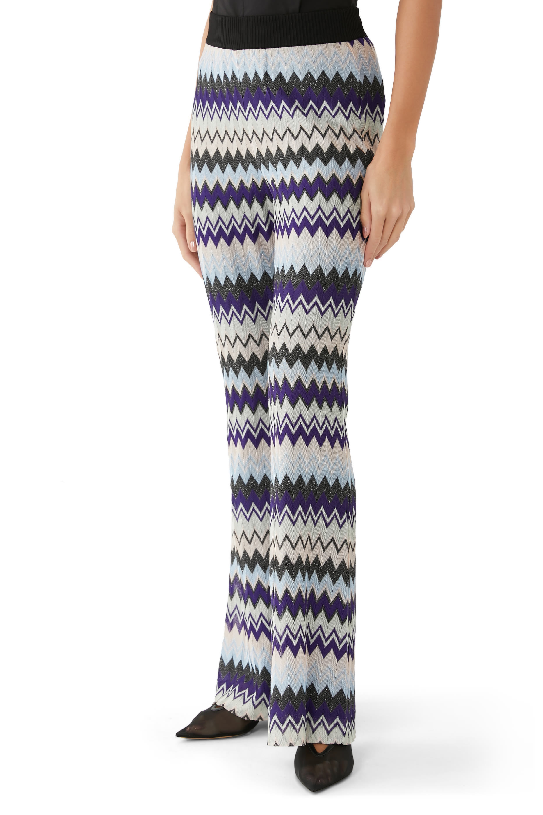 Zigzag Raschel Flare Pants