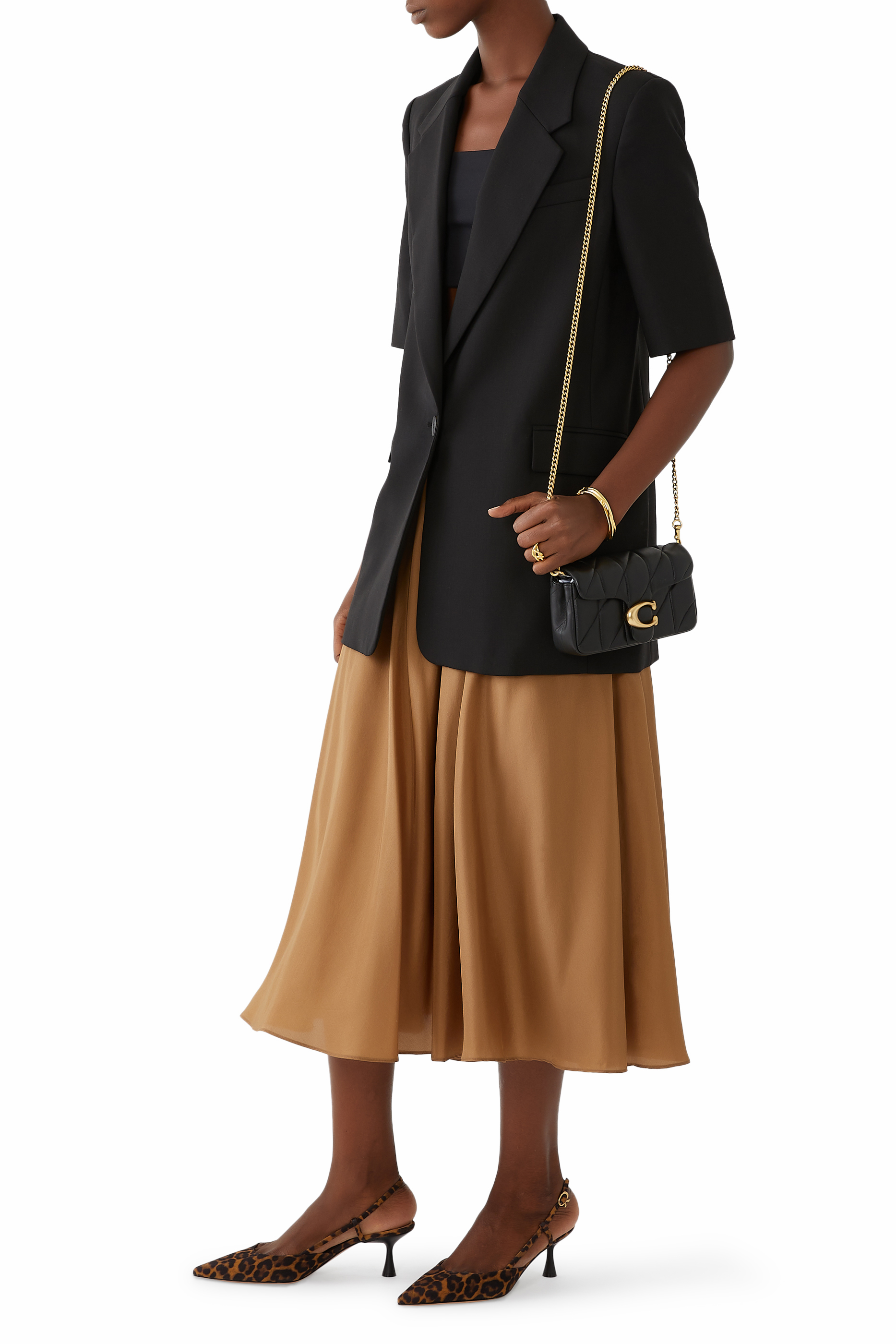 Quilted Pillow Leather Tabby Wristlet With Chain