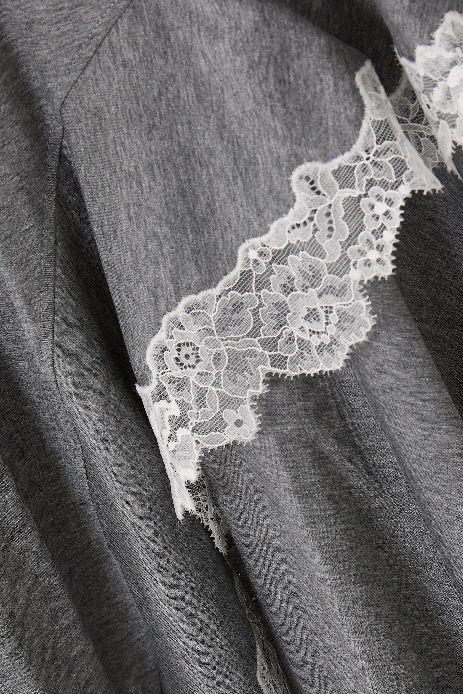 Lace Trim Short Sleeves Draped Dress