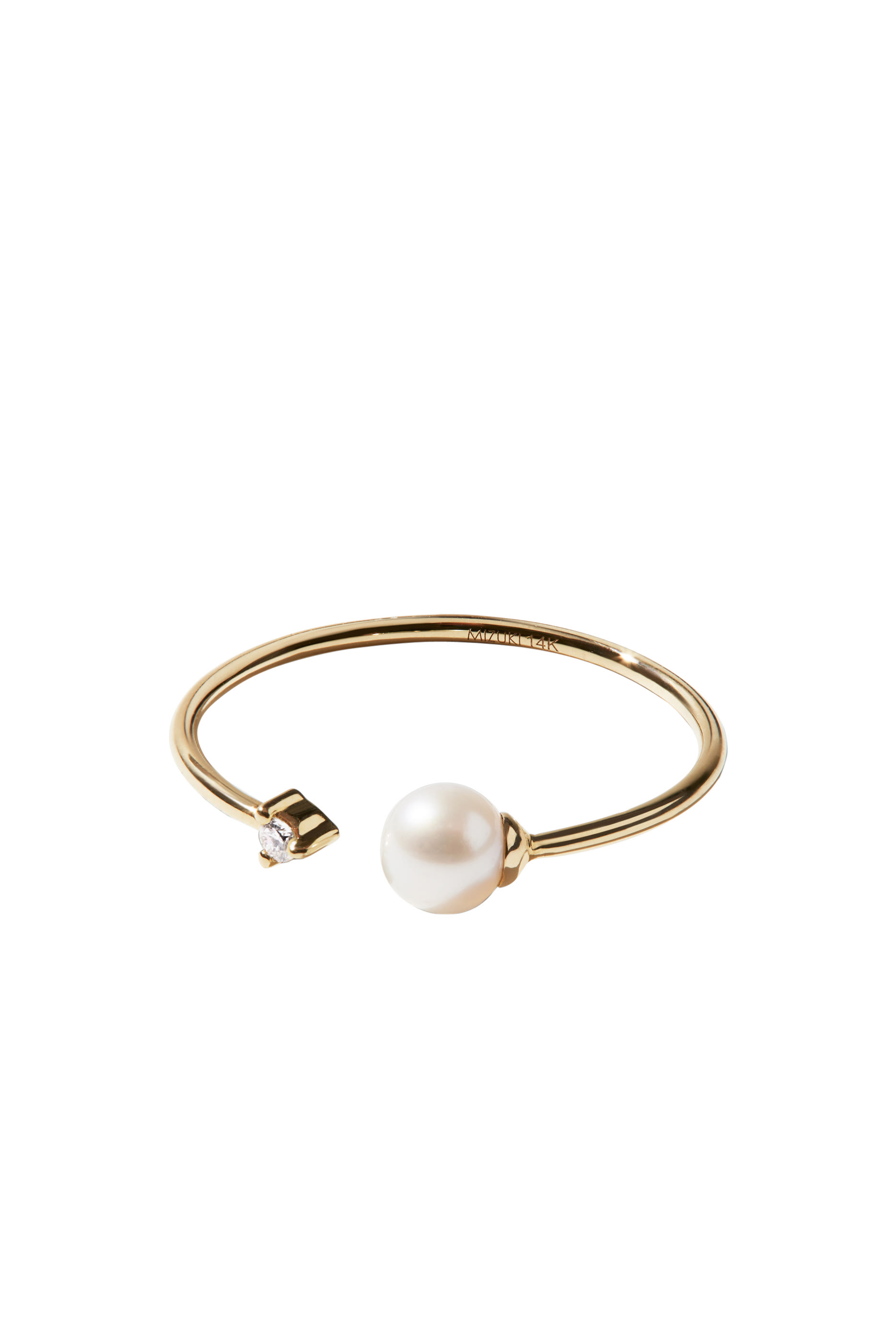 Sea of Beauty Open Ring, 14k Yellow Gold, Pearl & Diamond