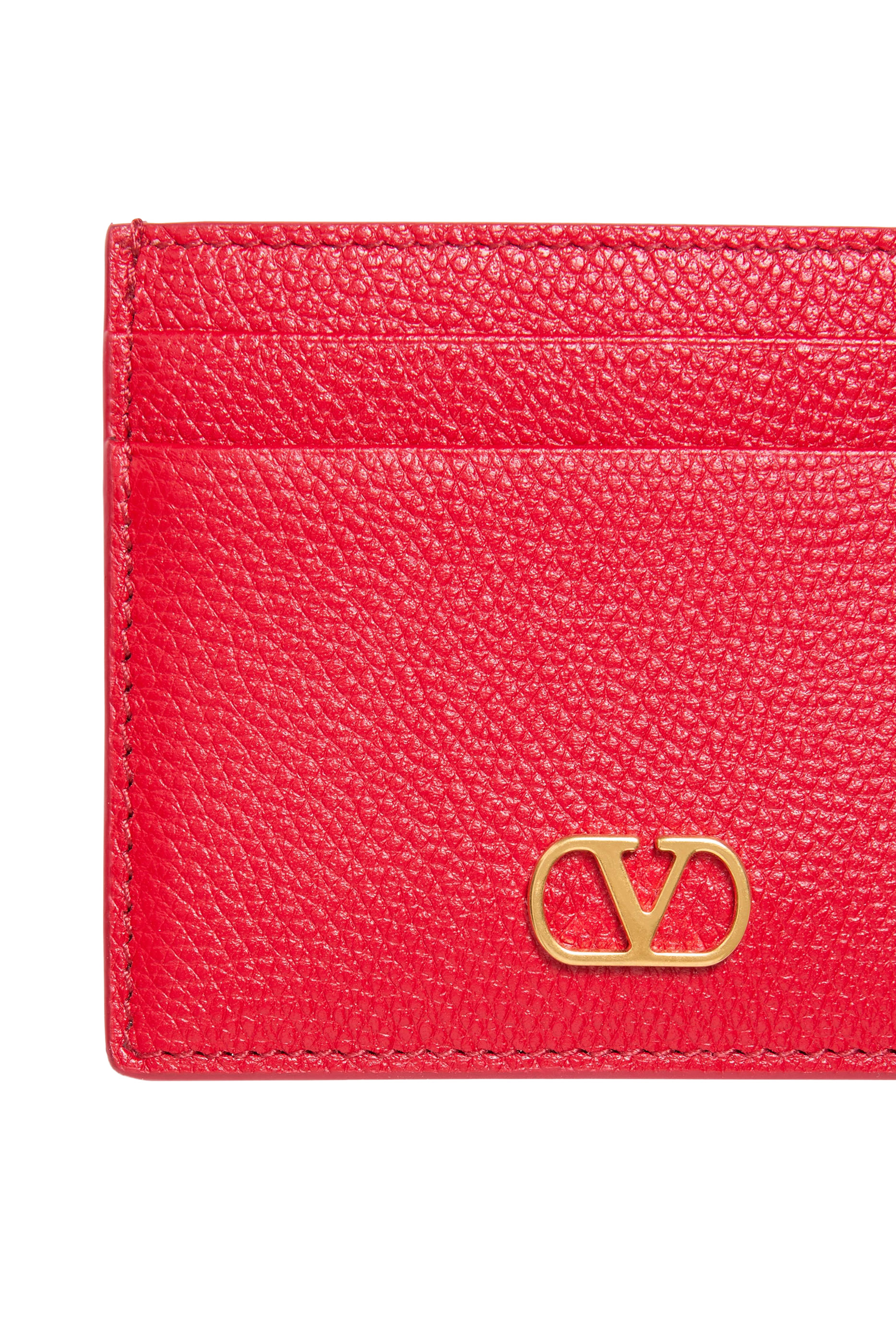 VLogo Signature Grainy Calfskin Card Holder
