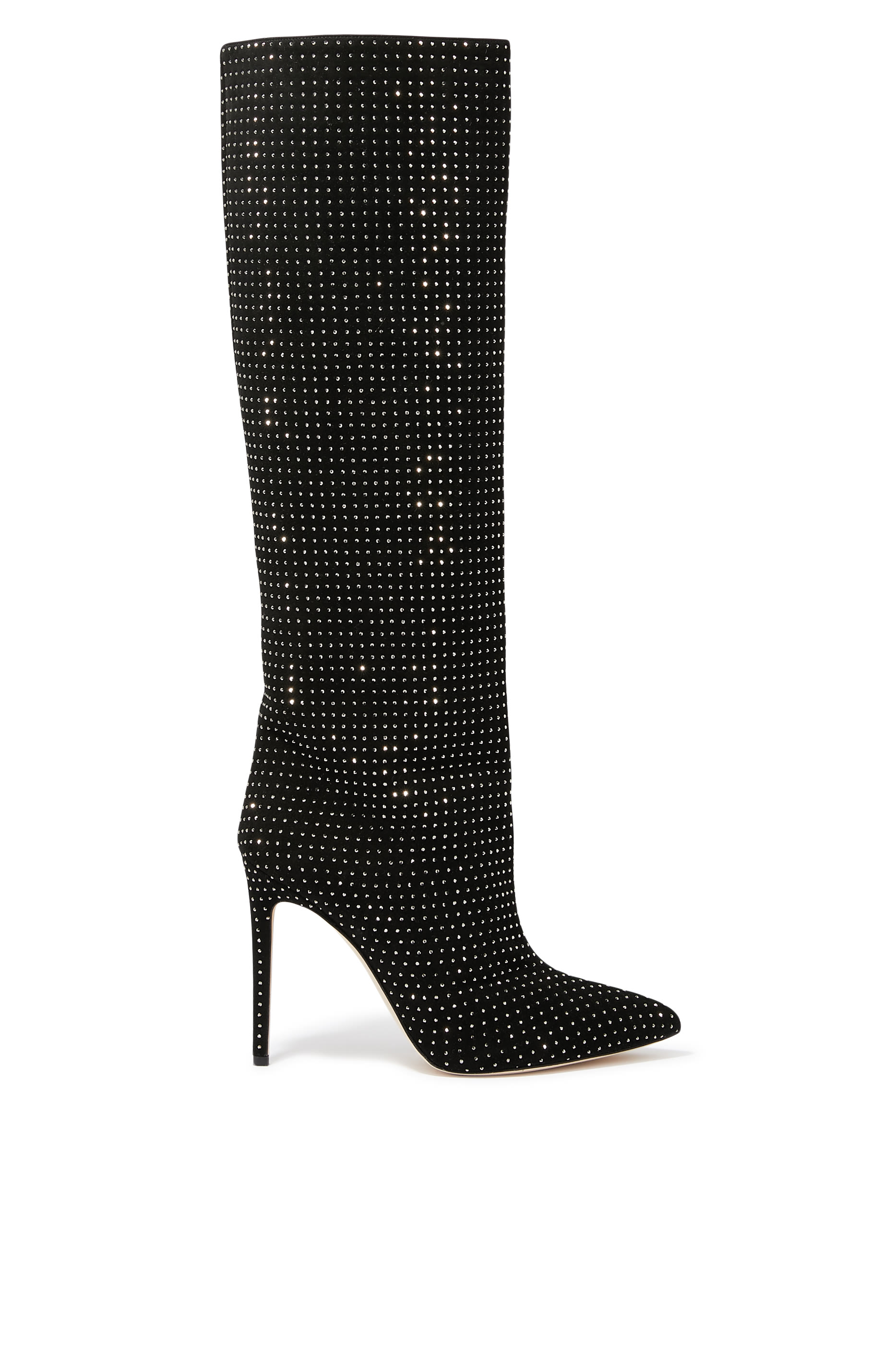 Holly 105 Crystal-Embellished Suede Knee Boots
