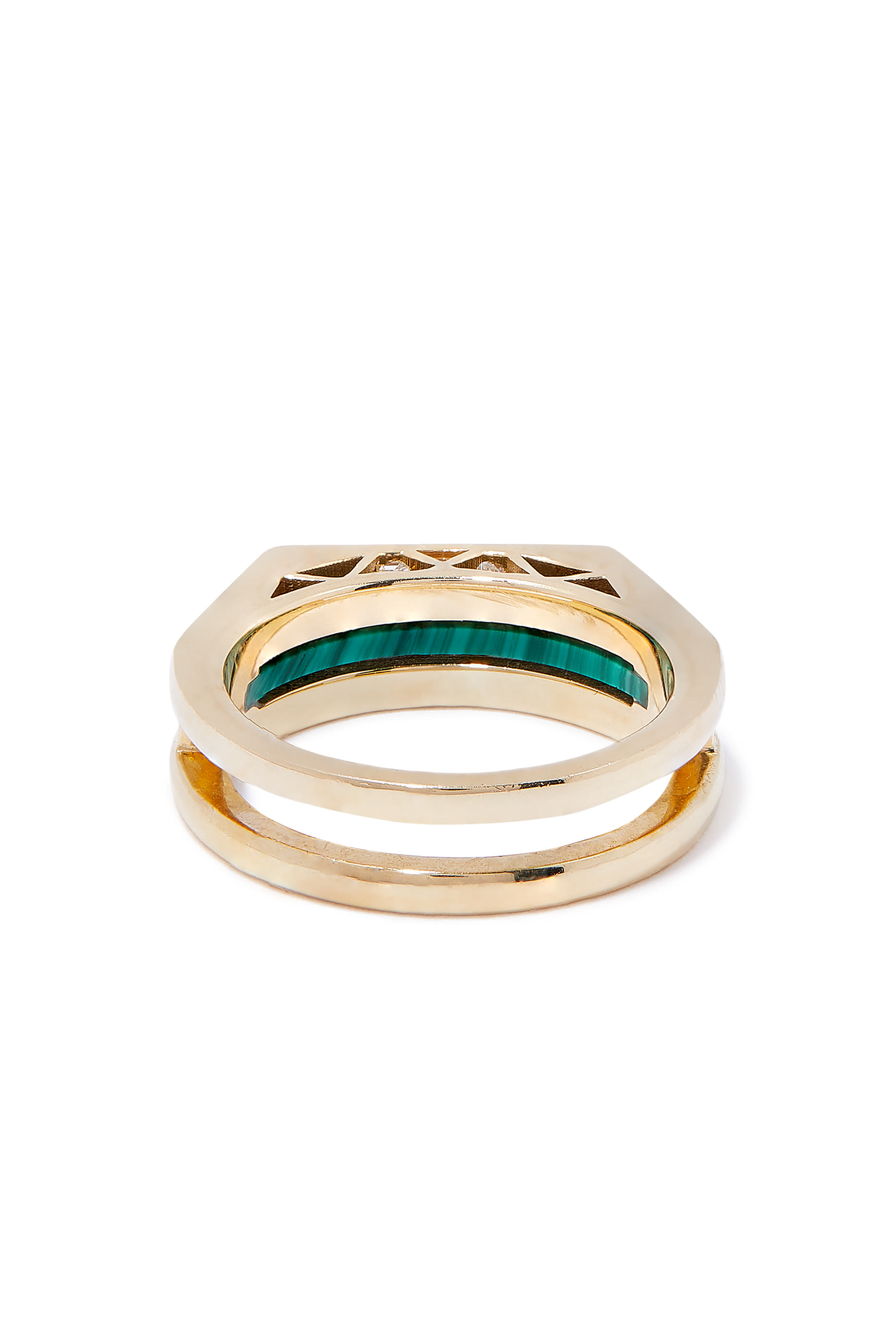 Tania Ring, 18k Yellow Gold with  Malachite and Diamond